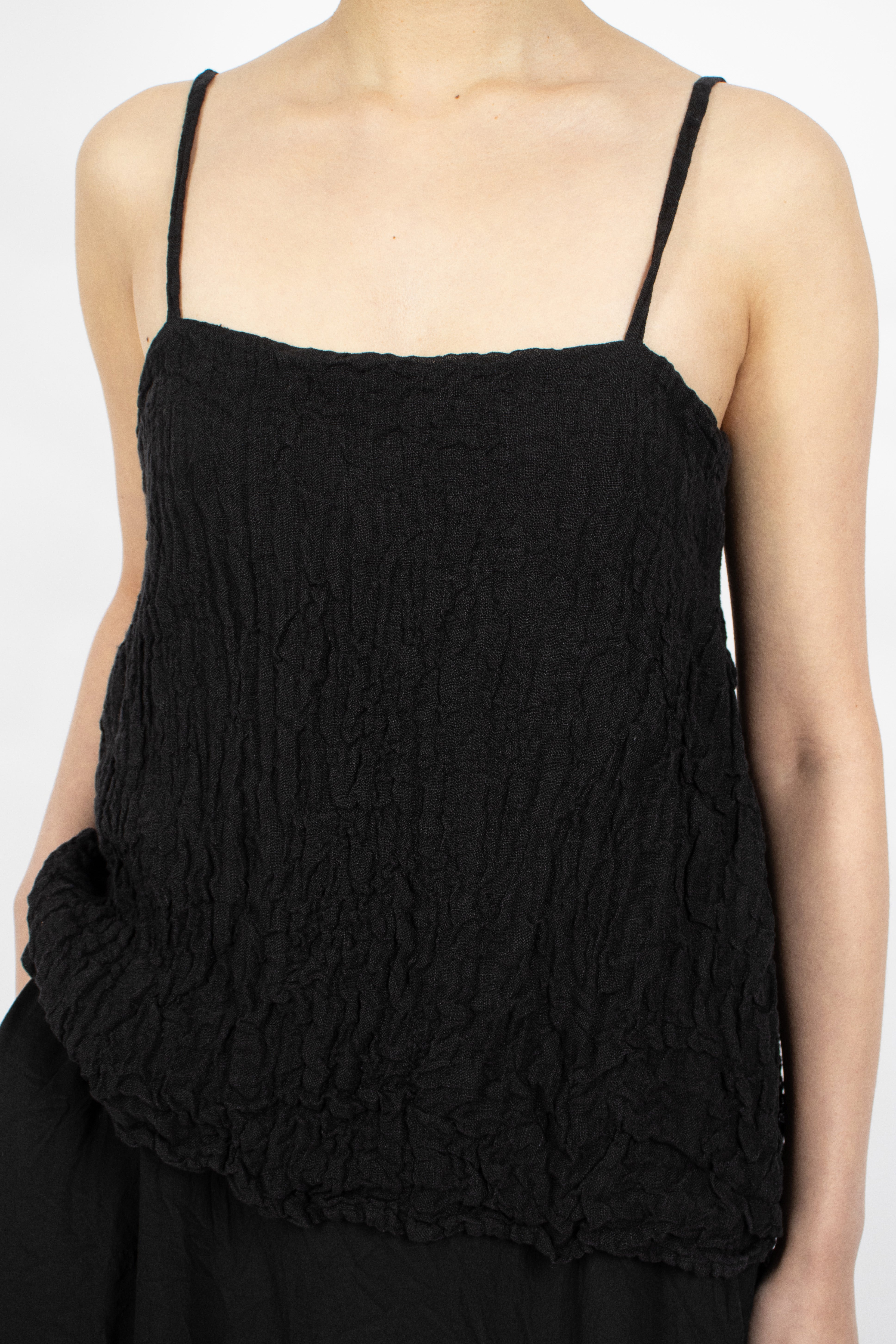 Reversible Double-Layered Slip Dress Black