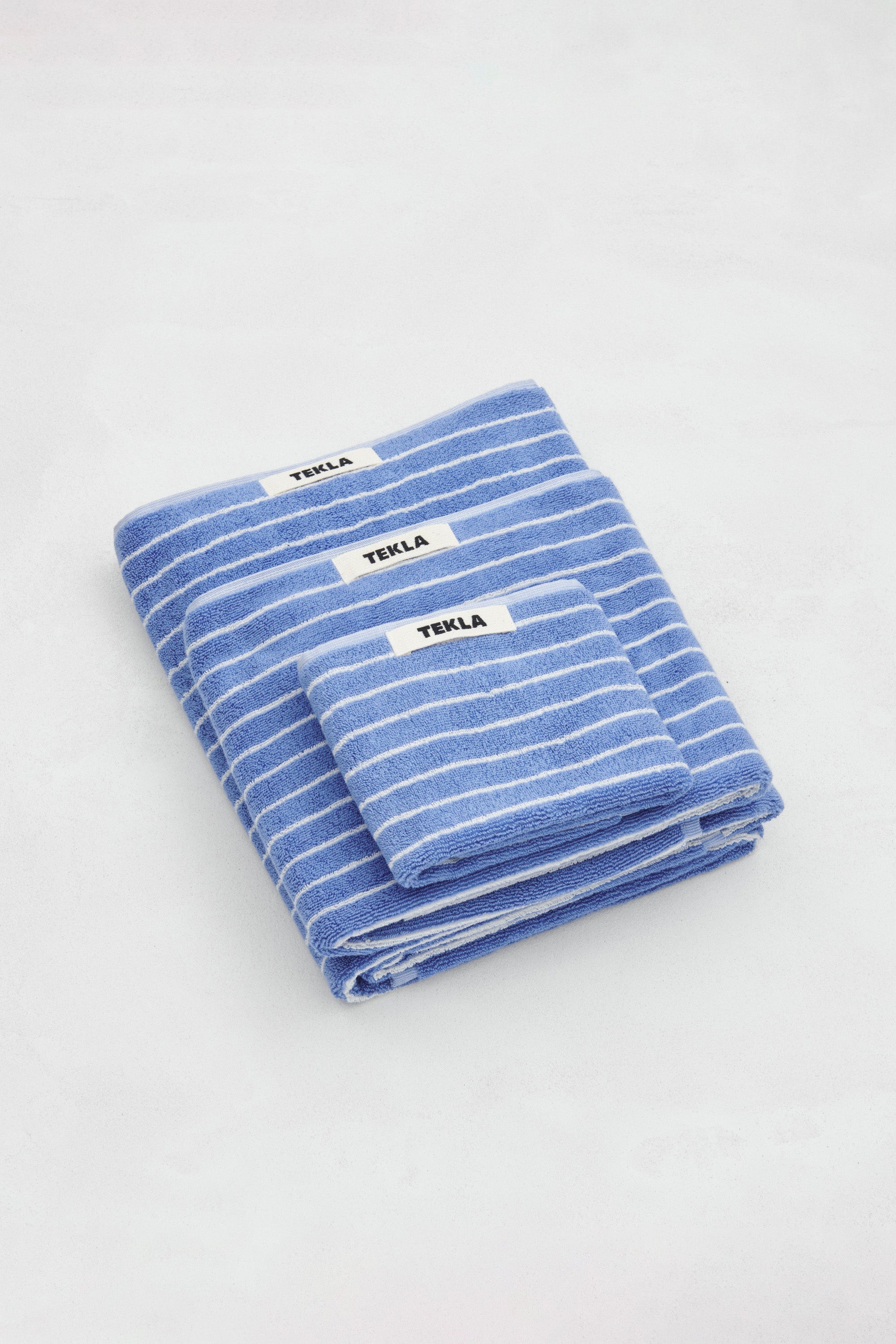Terry Washcloth Clear Blue Stripes