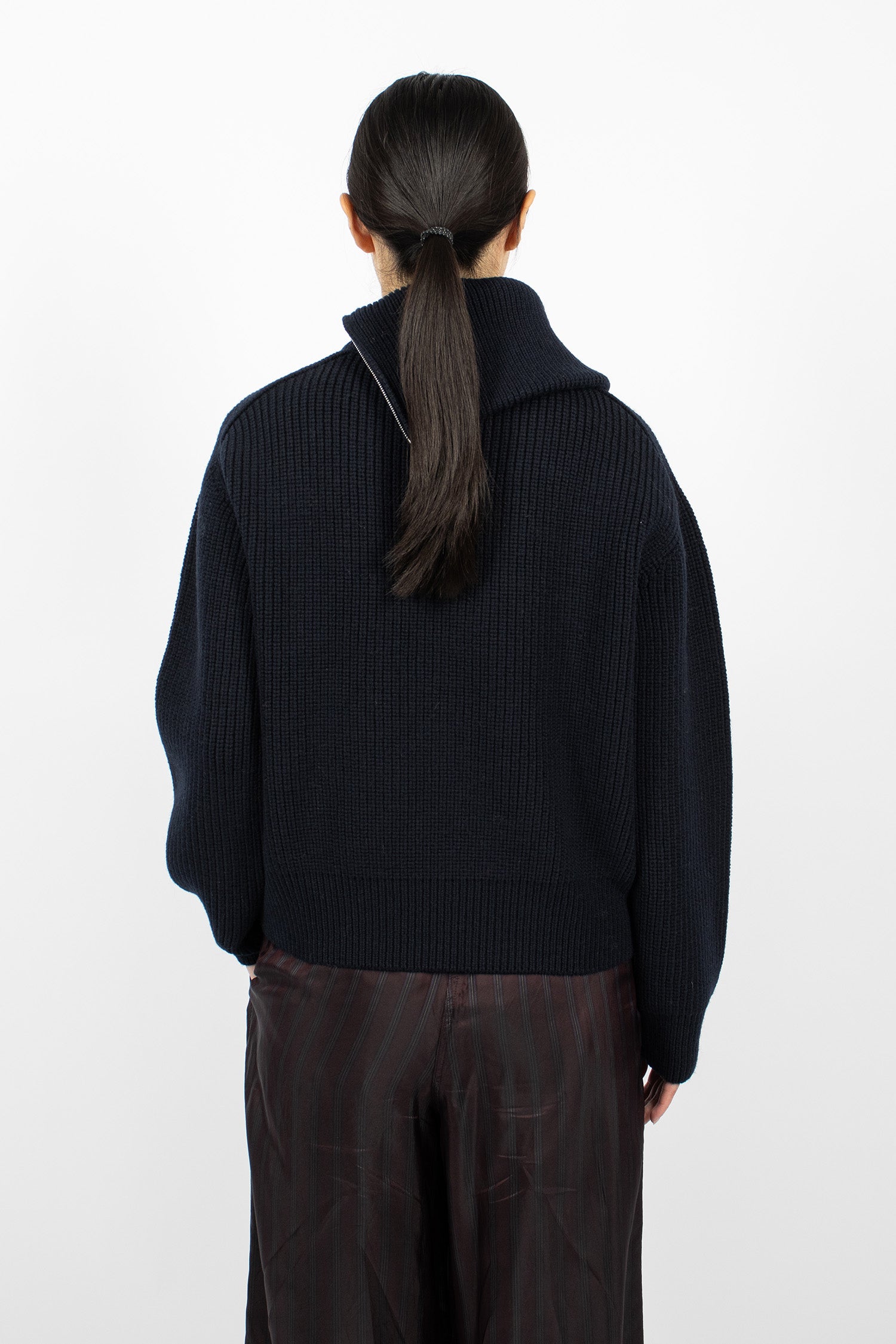 Zipped Wool Sweater Black