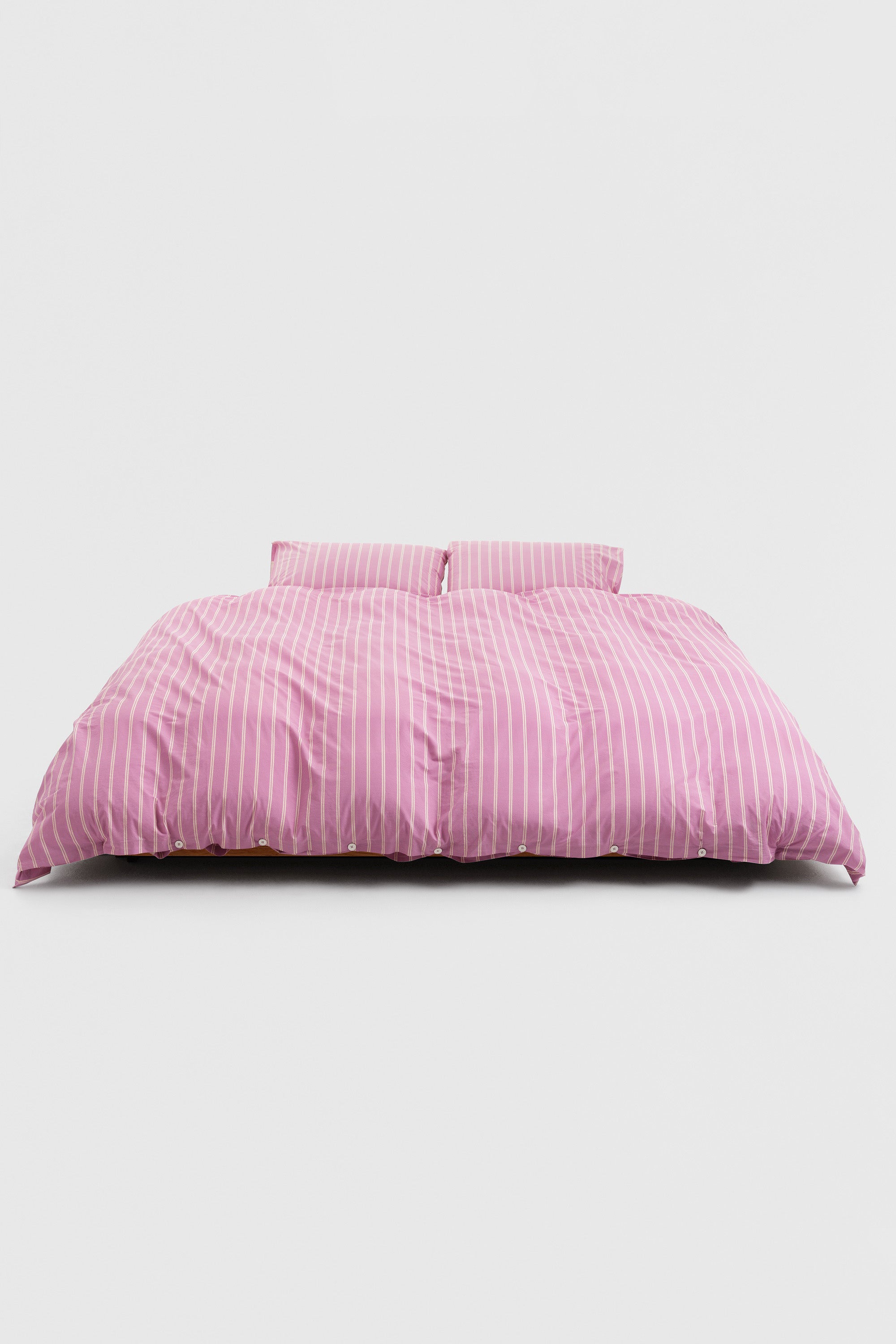 Percale King Duvet Cover Mallow Pink Stripes