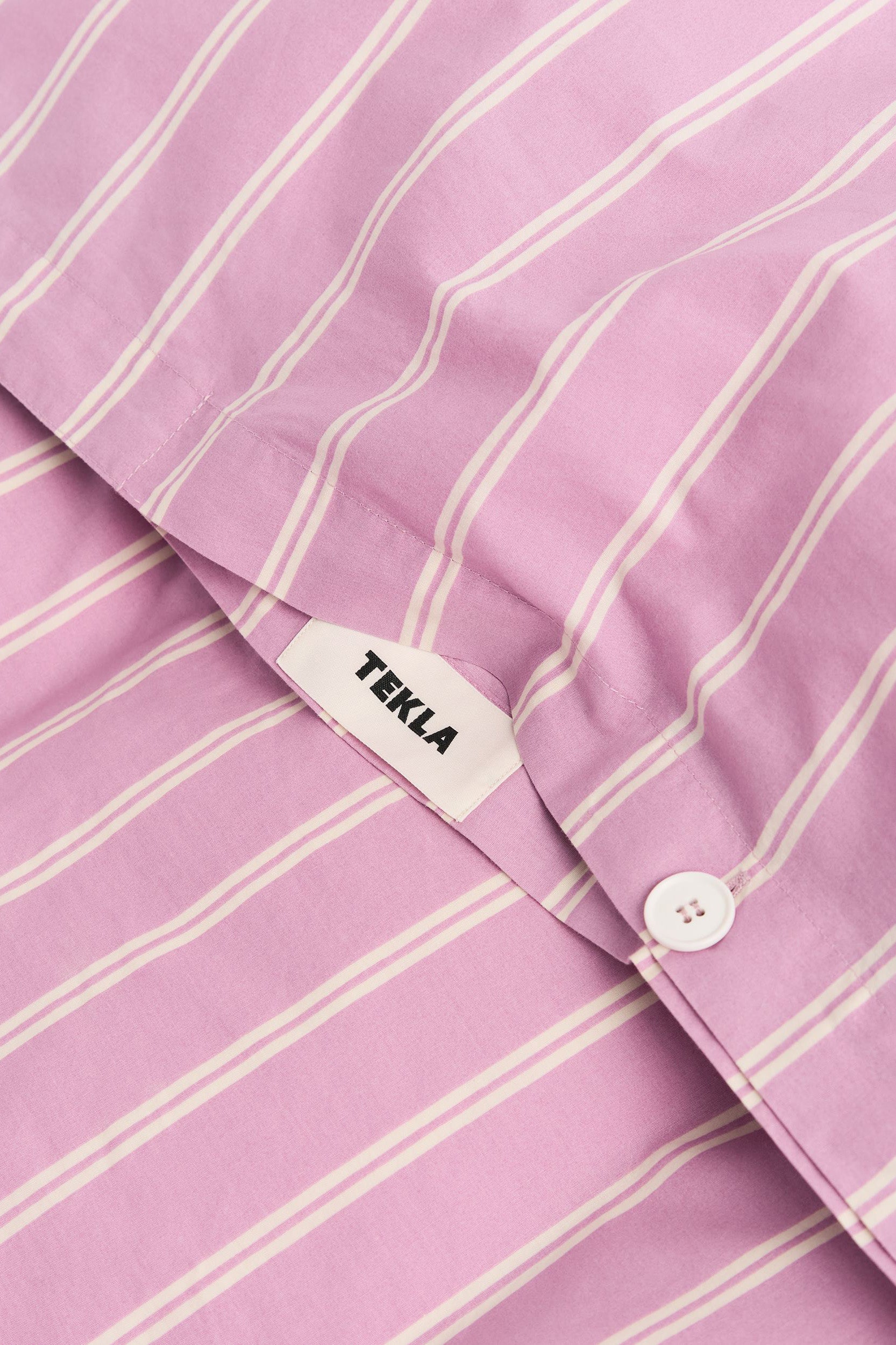 Percale Double Duvet Cover Mallow Pink Stripes