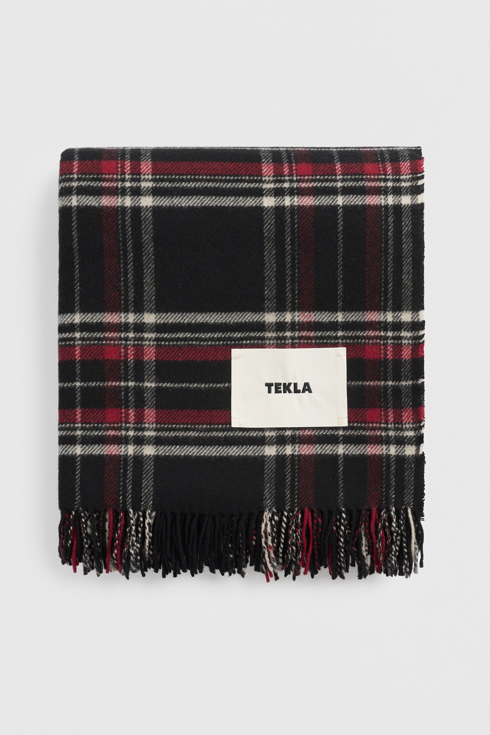 Fringed Blanket Black Plaid