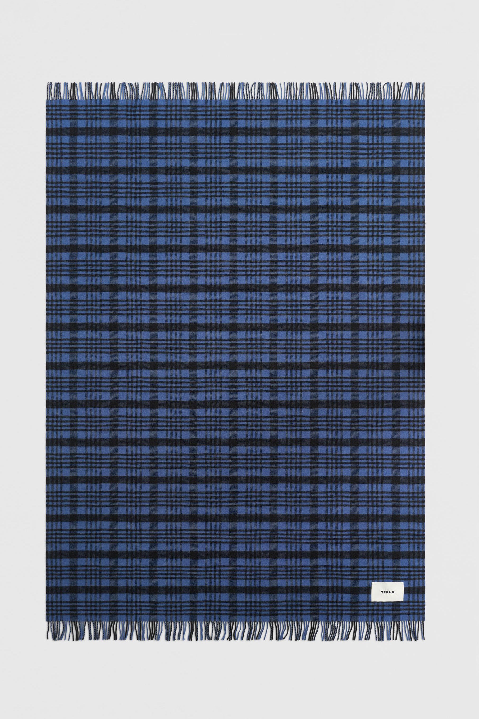 Fringed Blanket Blue Plaid