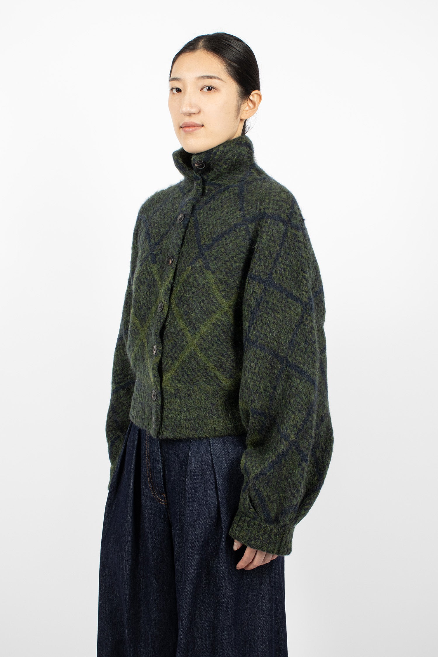 Alpaca Knit Cardigan Navy