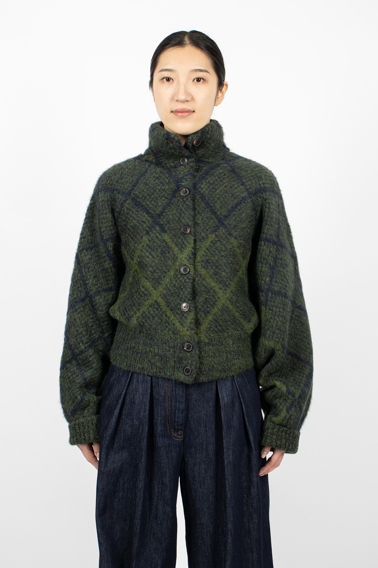 Alpaca Knit Cardigan Navy