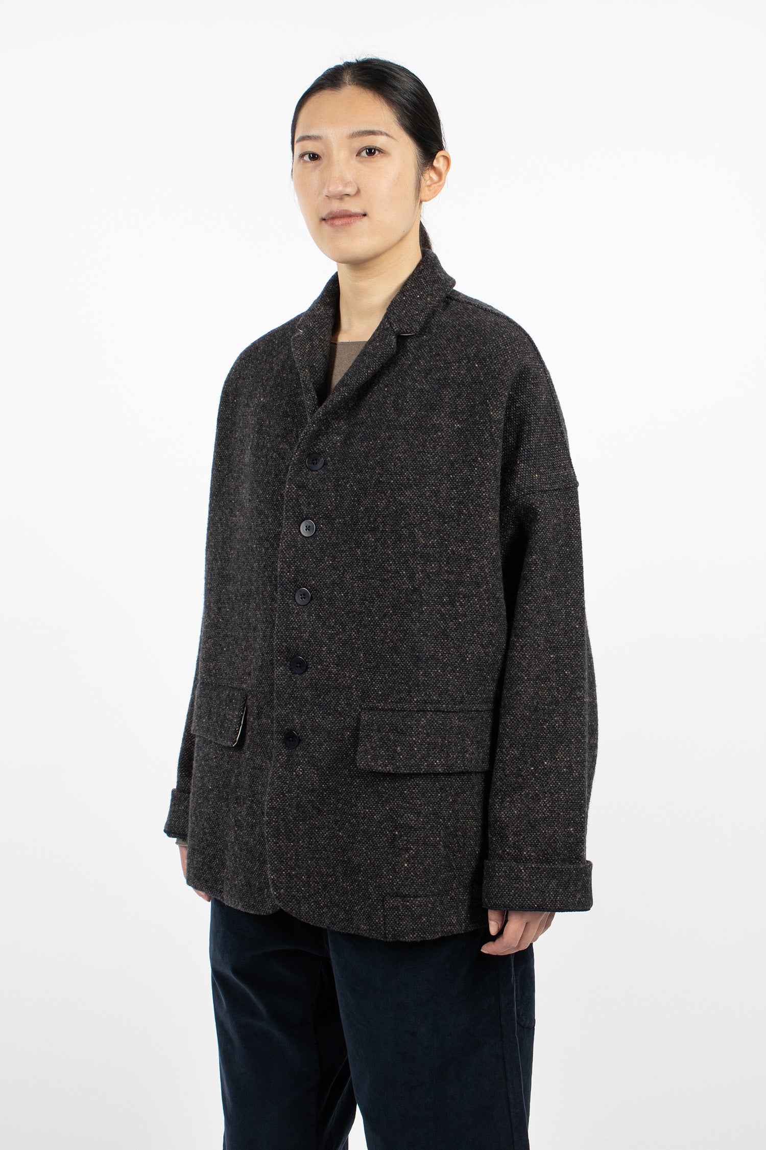 UP#U4248 Upcycled Unisex Blazer TW Navy-Brown