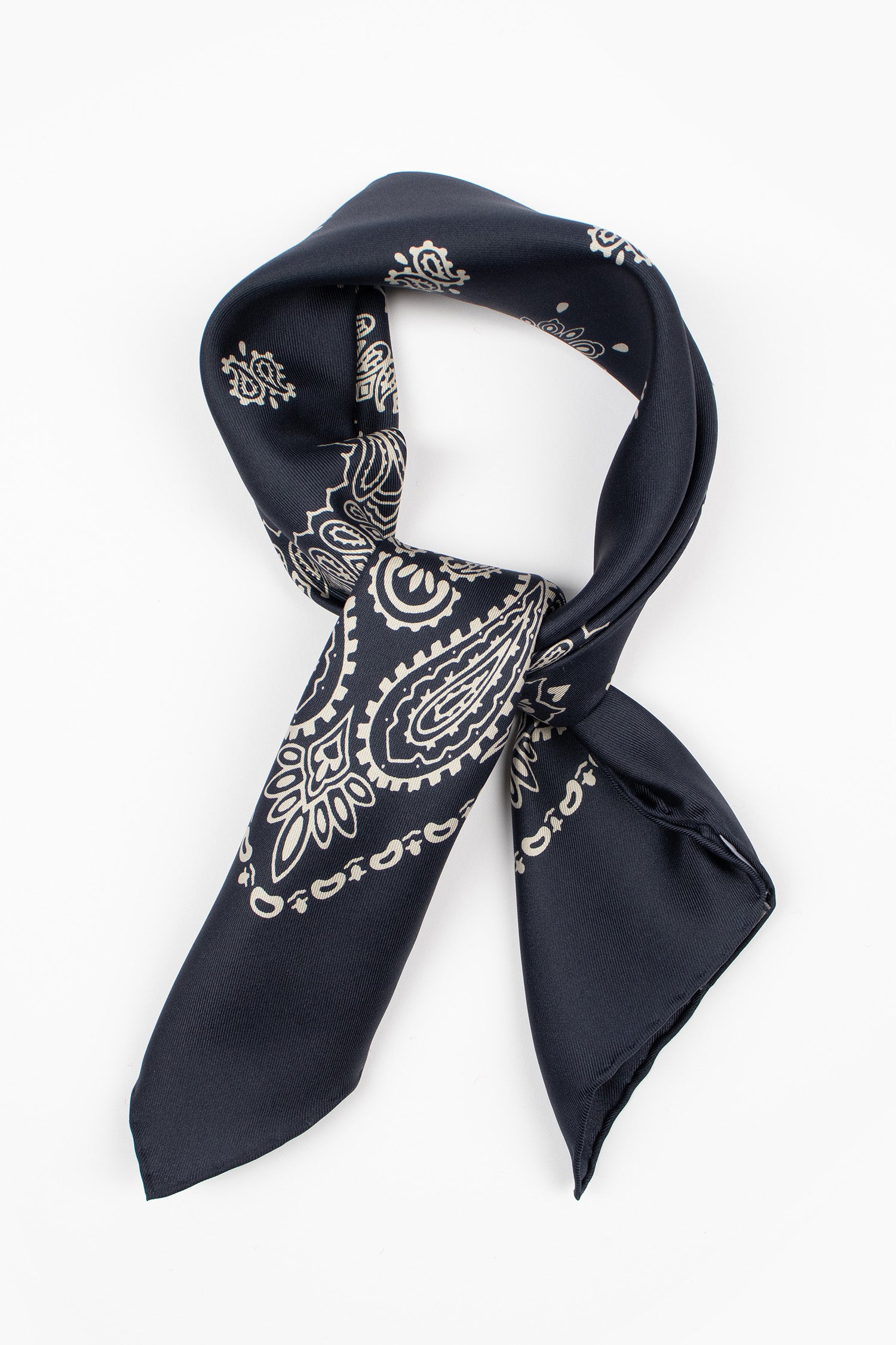 Paisley Silk Bandana Navy/Stone