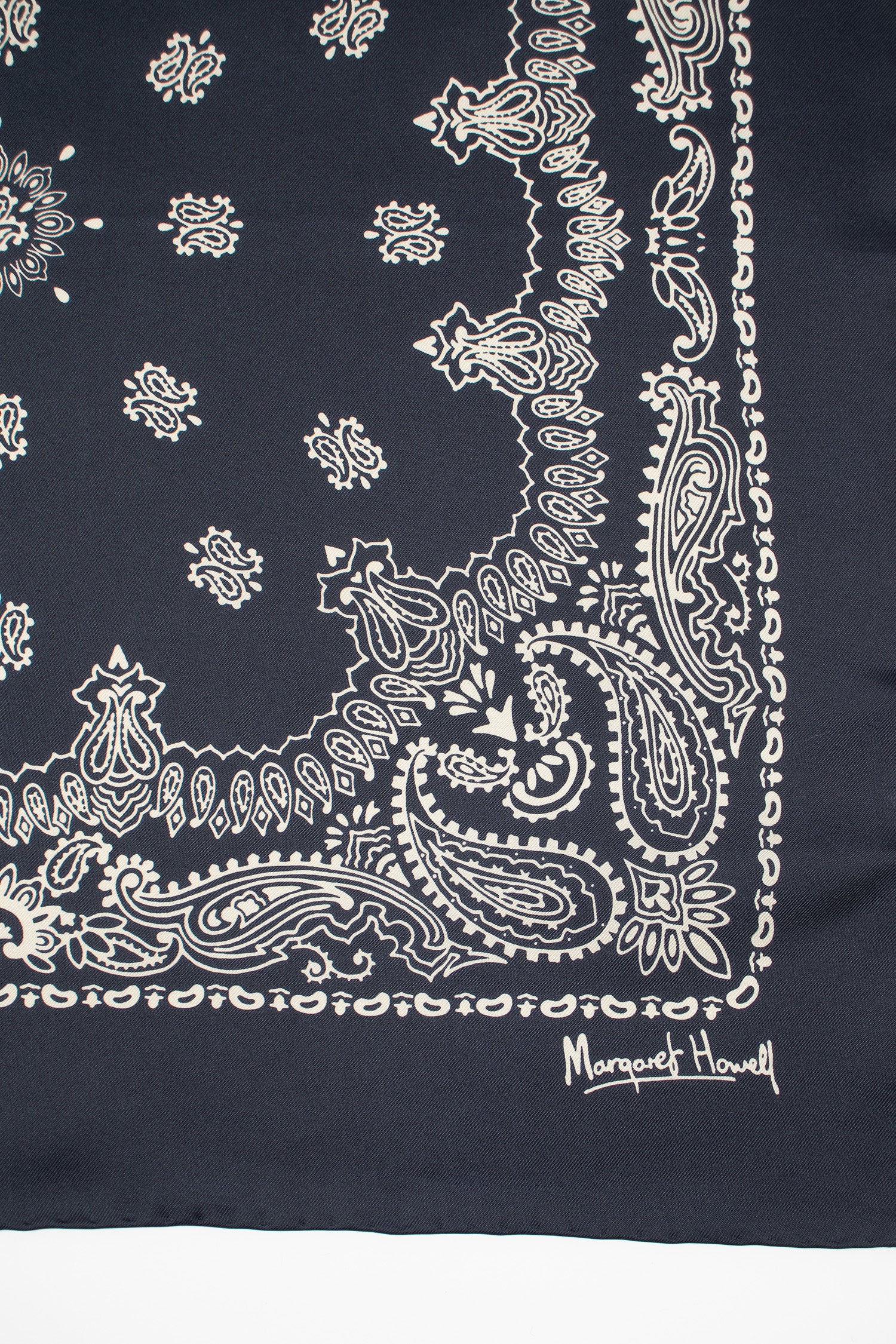 Paisley Silk Bandana Navy/Stone