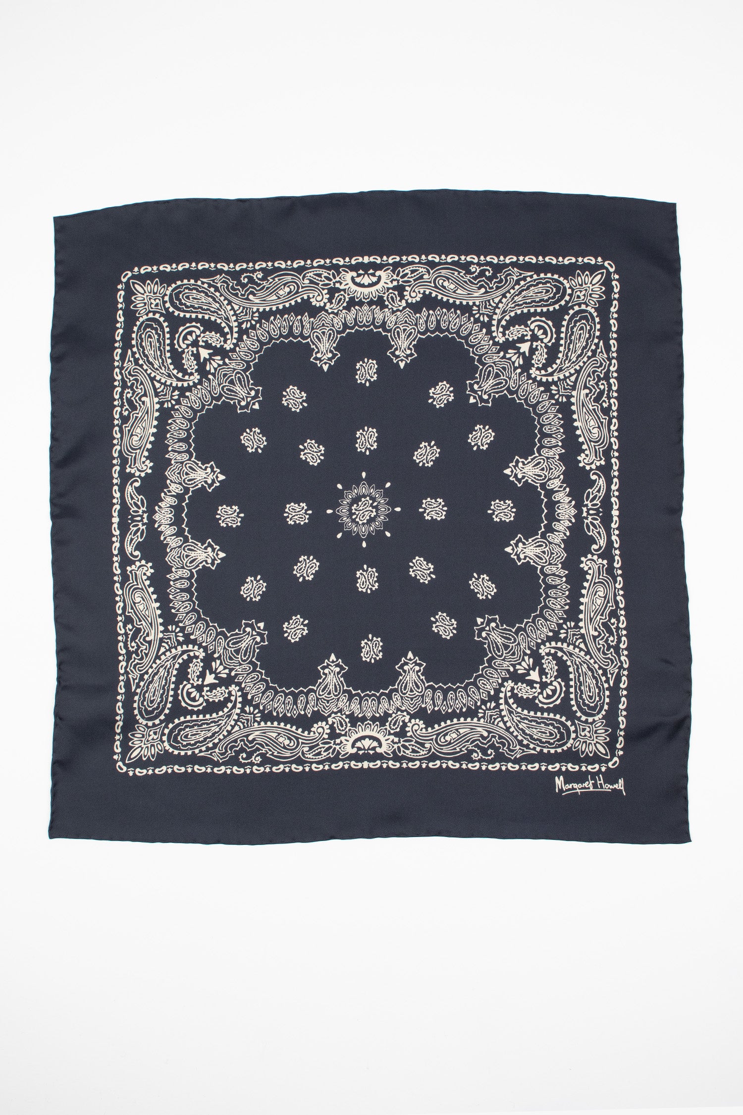 Paisley Silk Bandana Navy/Stone