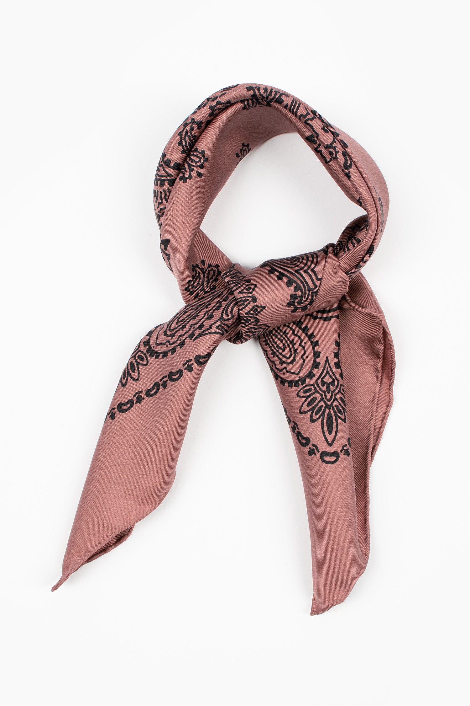 Paisley Silk Bandana Mineral Pink/Black