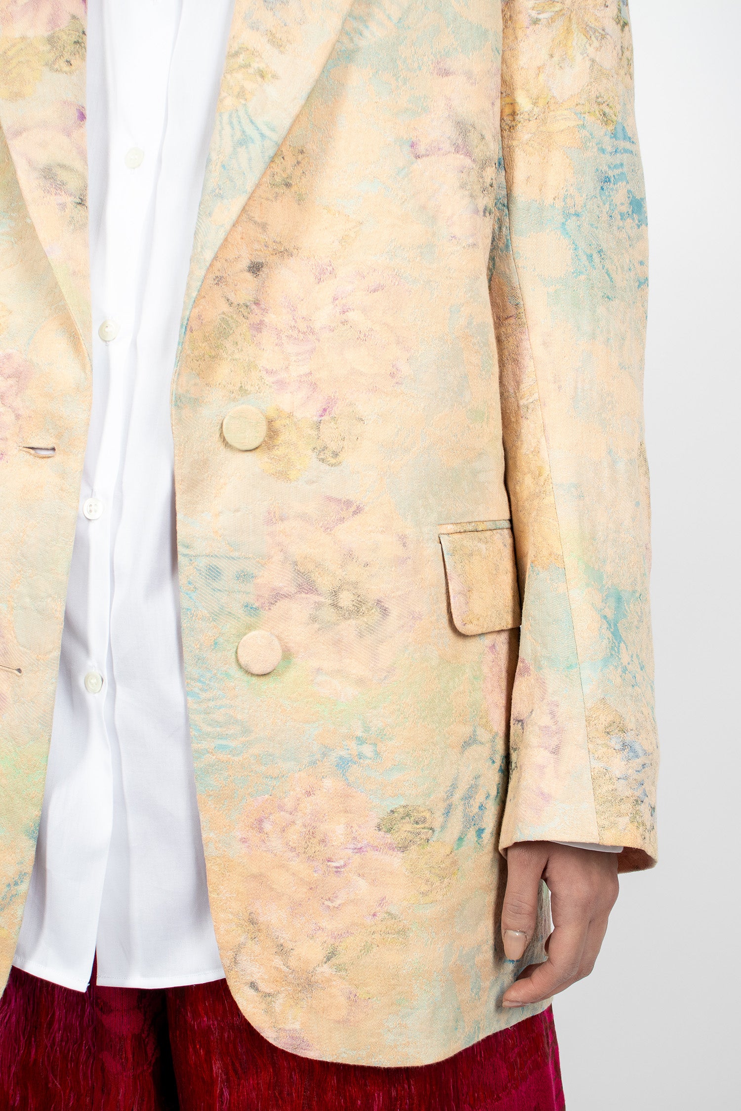 Jacquard Single-Breasted Blazer Light Pink