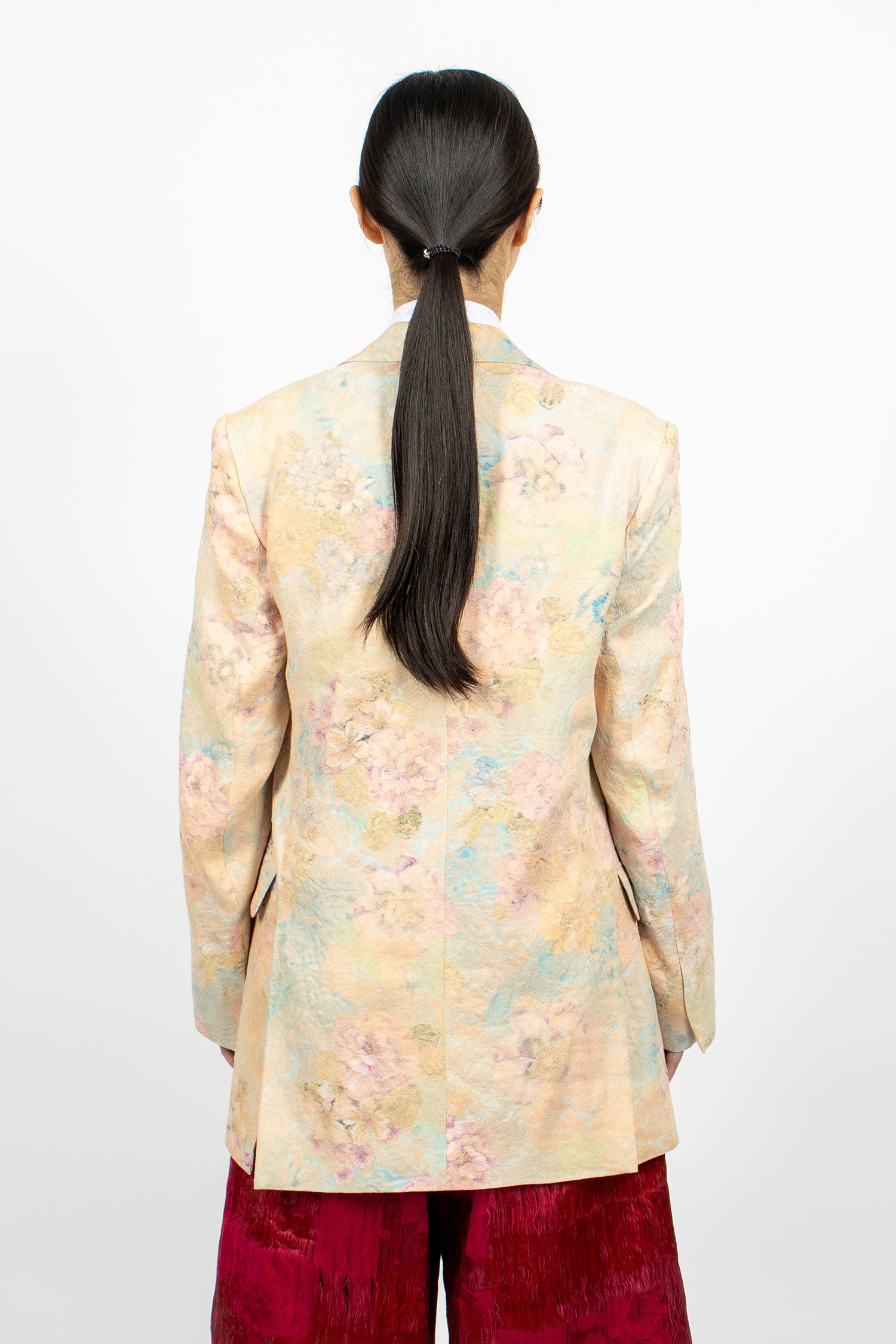 Jacquard Single-Breasted Blazer Light Pink
