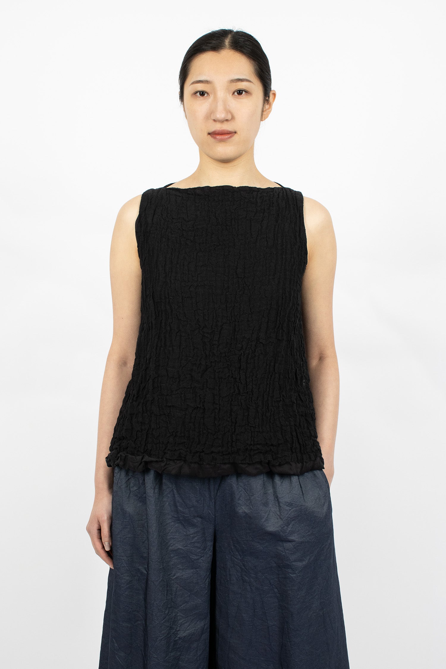 Double-Layered Tank Top Black