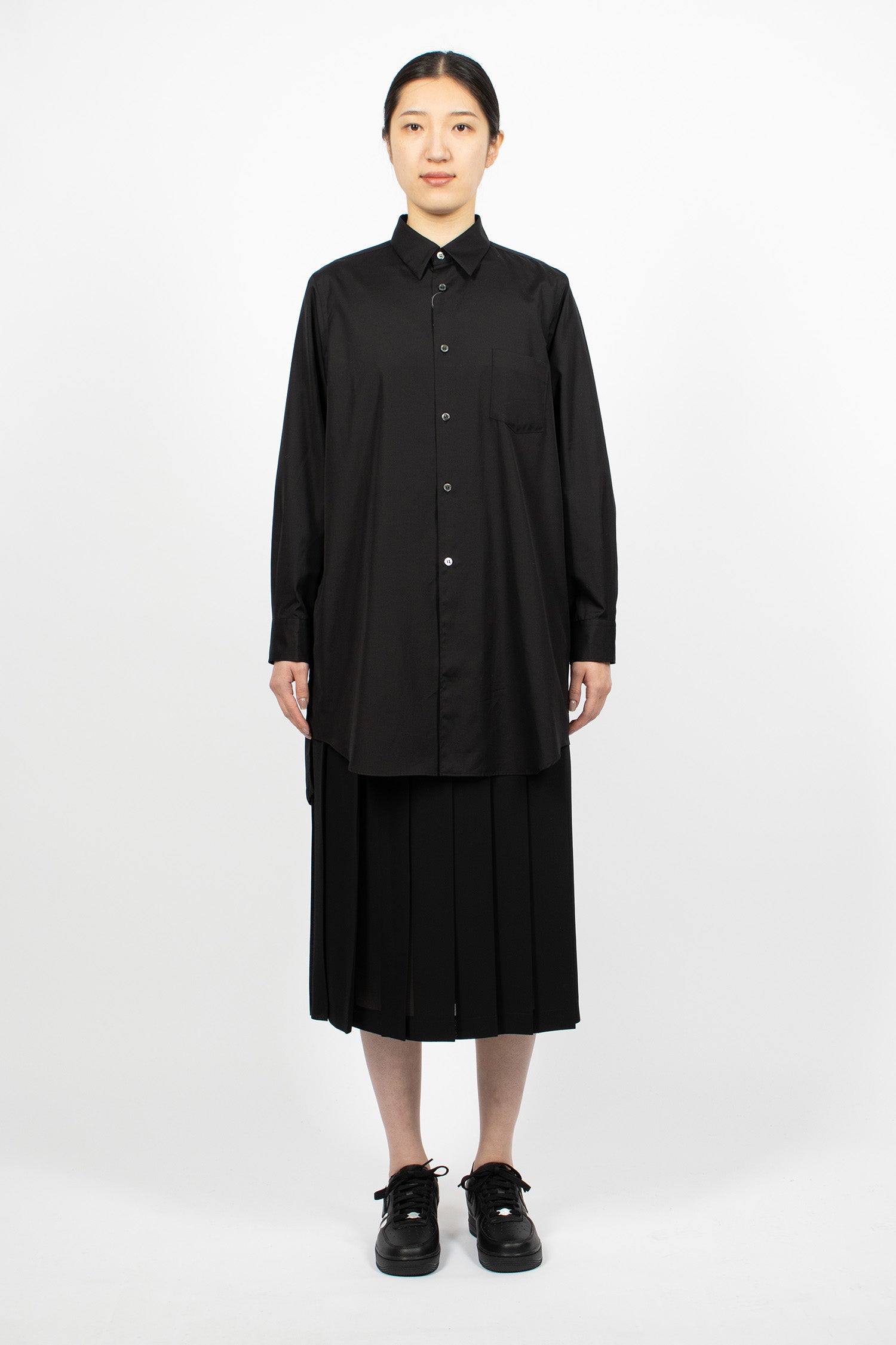 Drawstring Longline Shirt Black