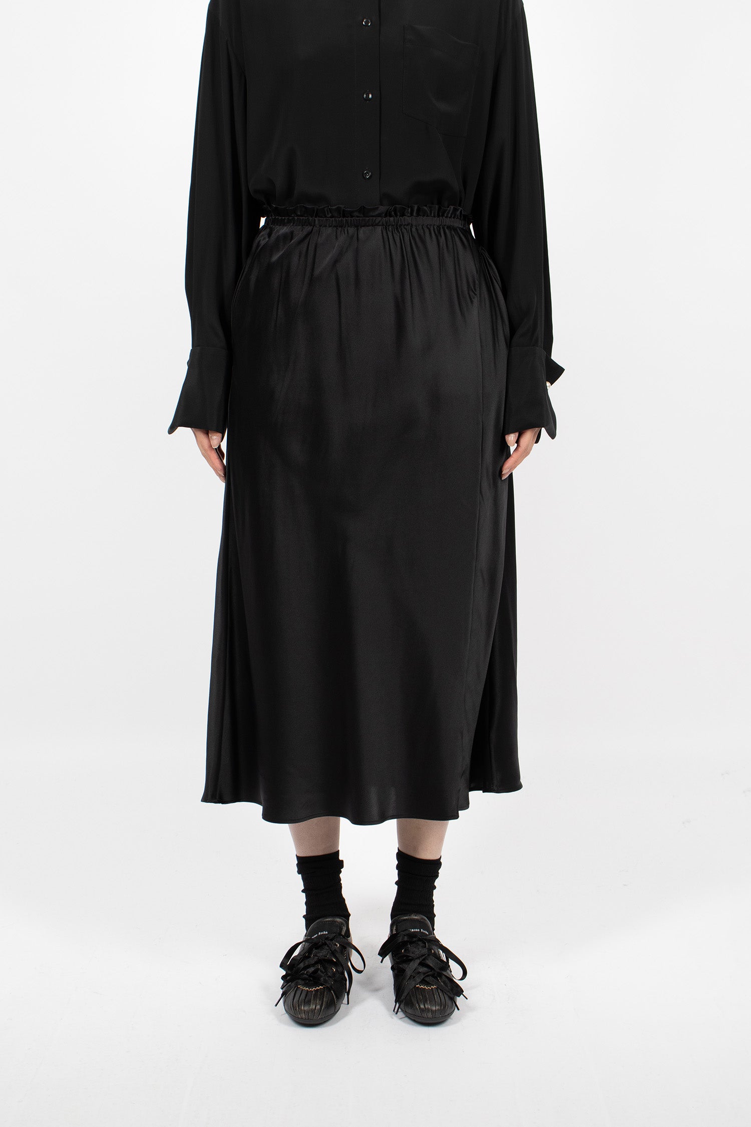 Single Hip Detail Easy Skirt Black