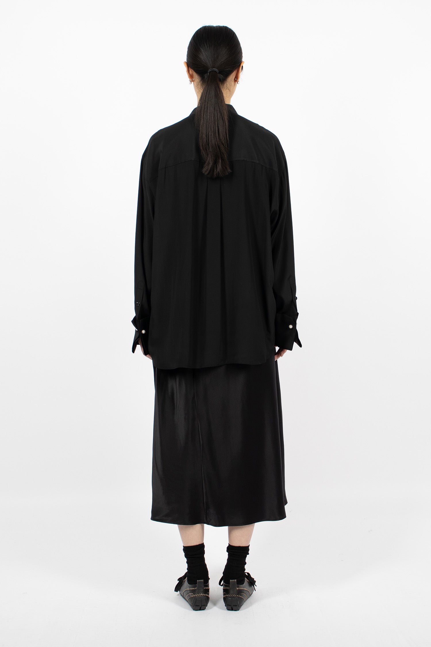 Single Hip Detail Easy Skirt Black