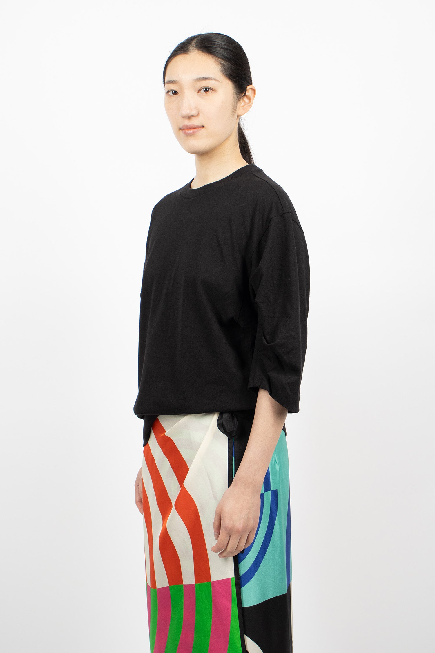 Gathered Jersey T-Shirt Black