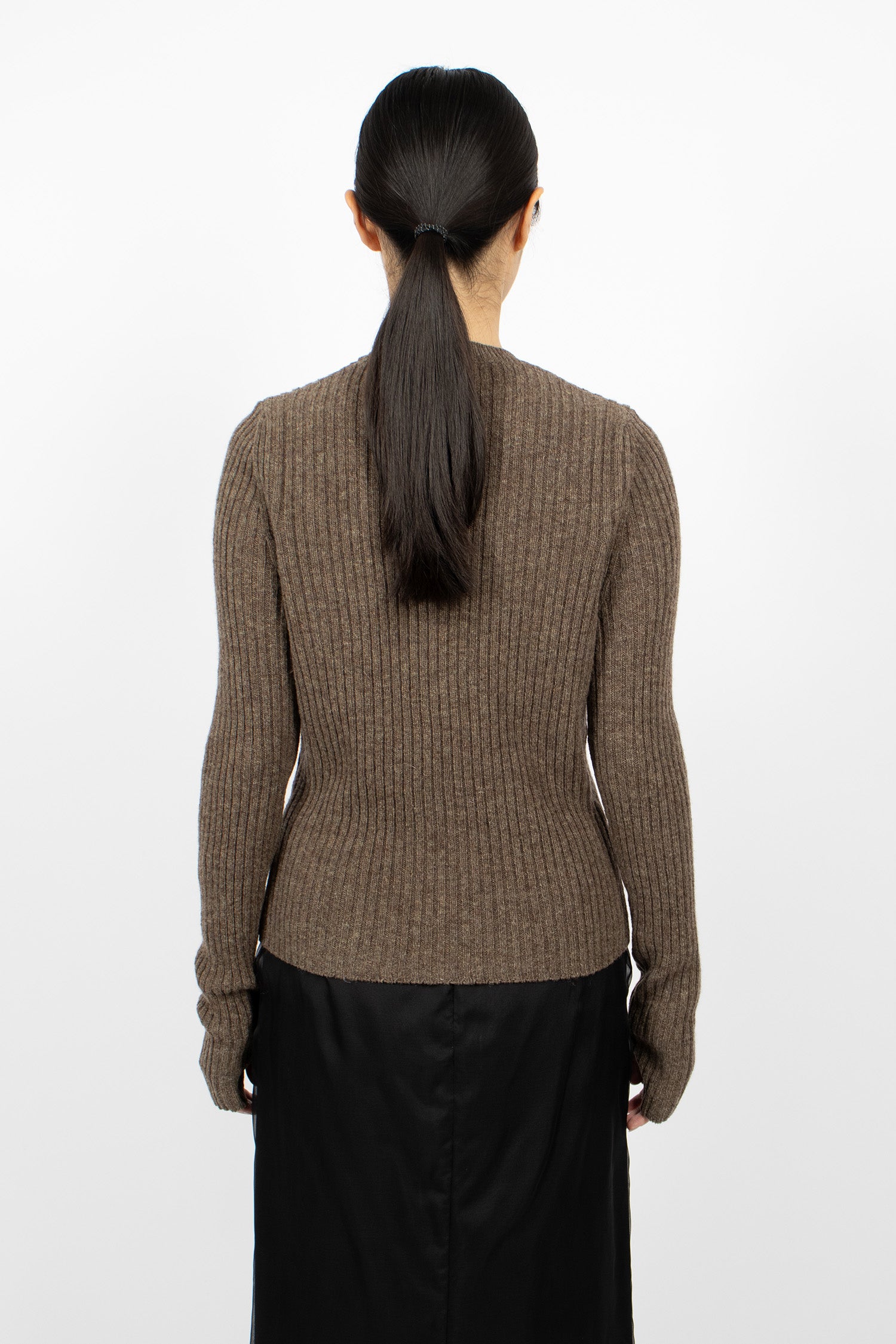 Blas Nordic Rib Knit Pullover Brown