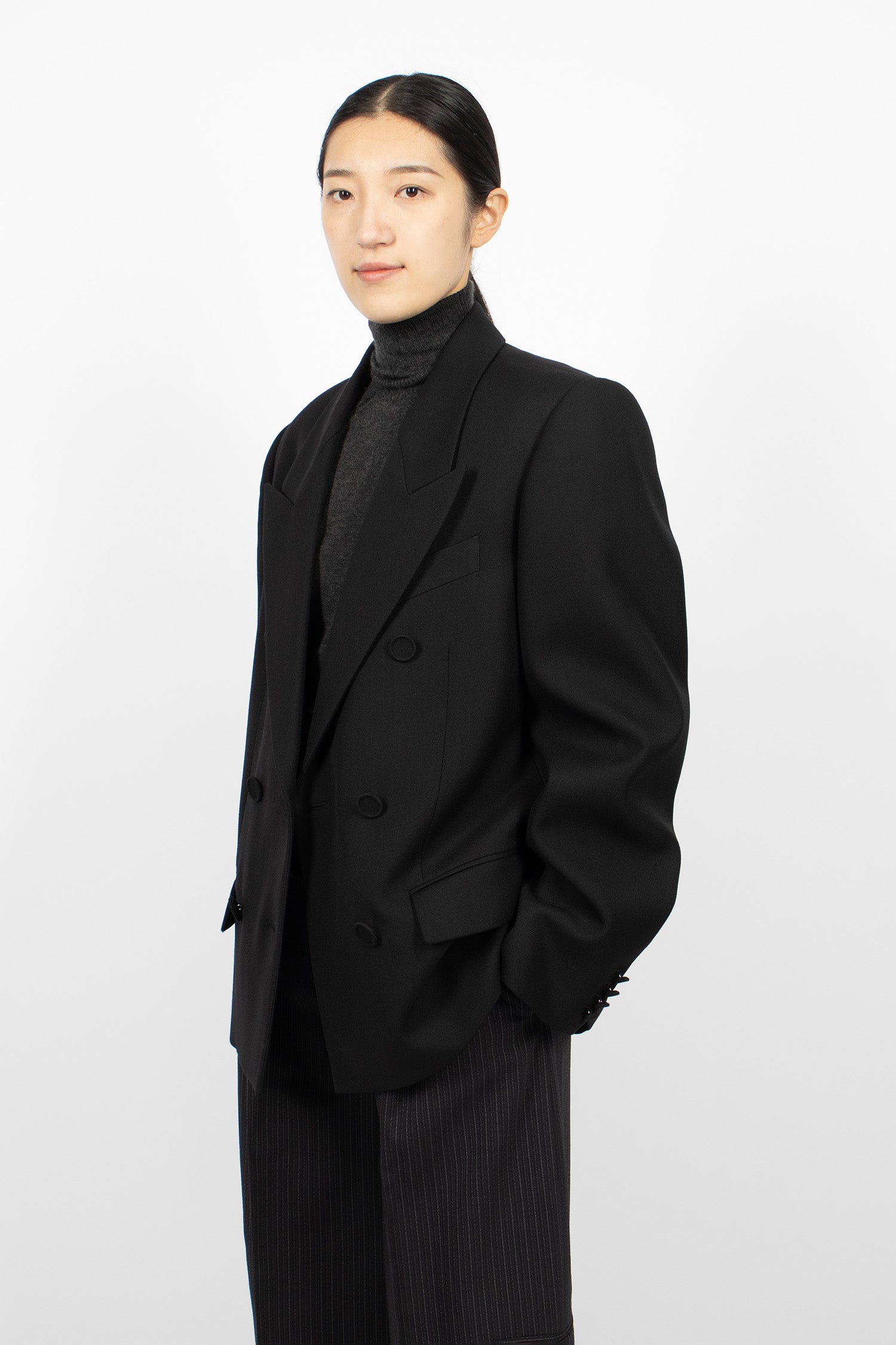 Double-Breasted Suit Jacket Black
