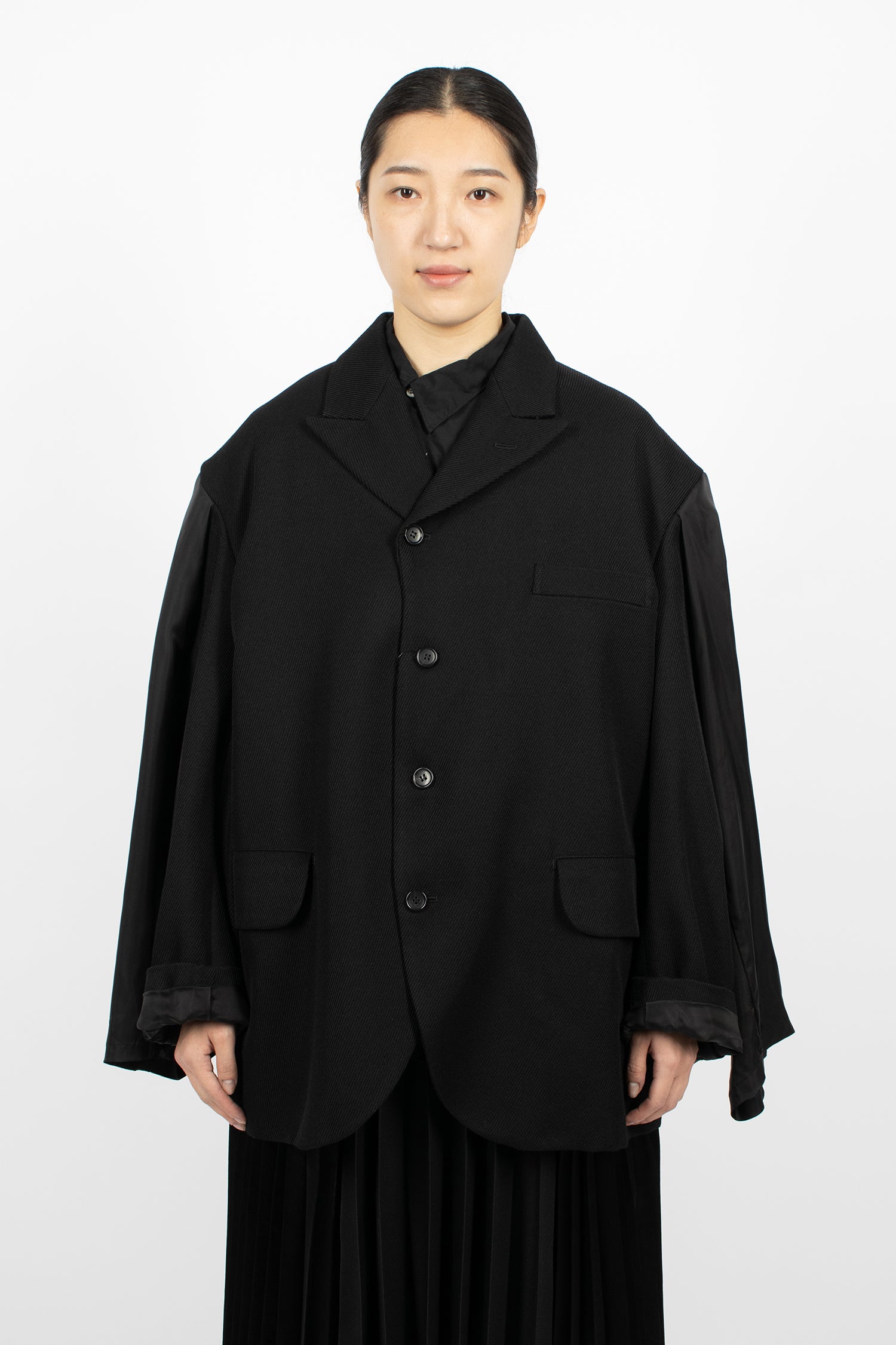 Double Sleeve Twill Jacket Black