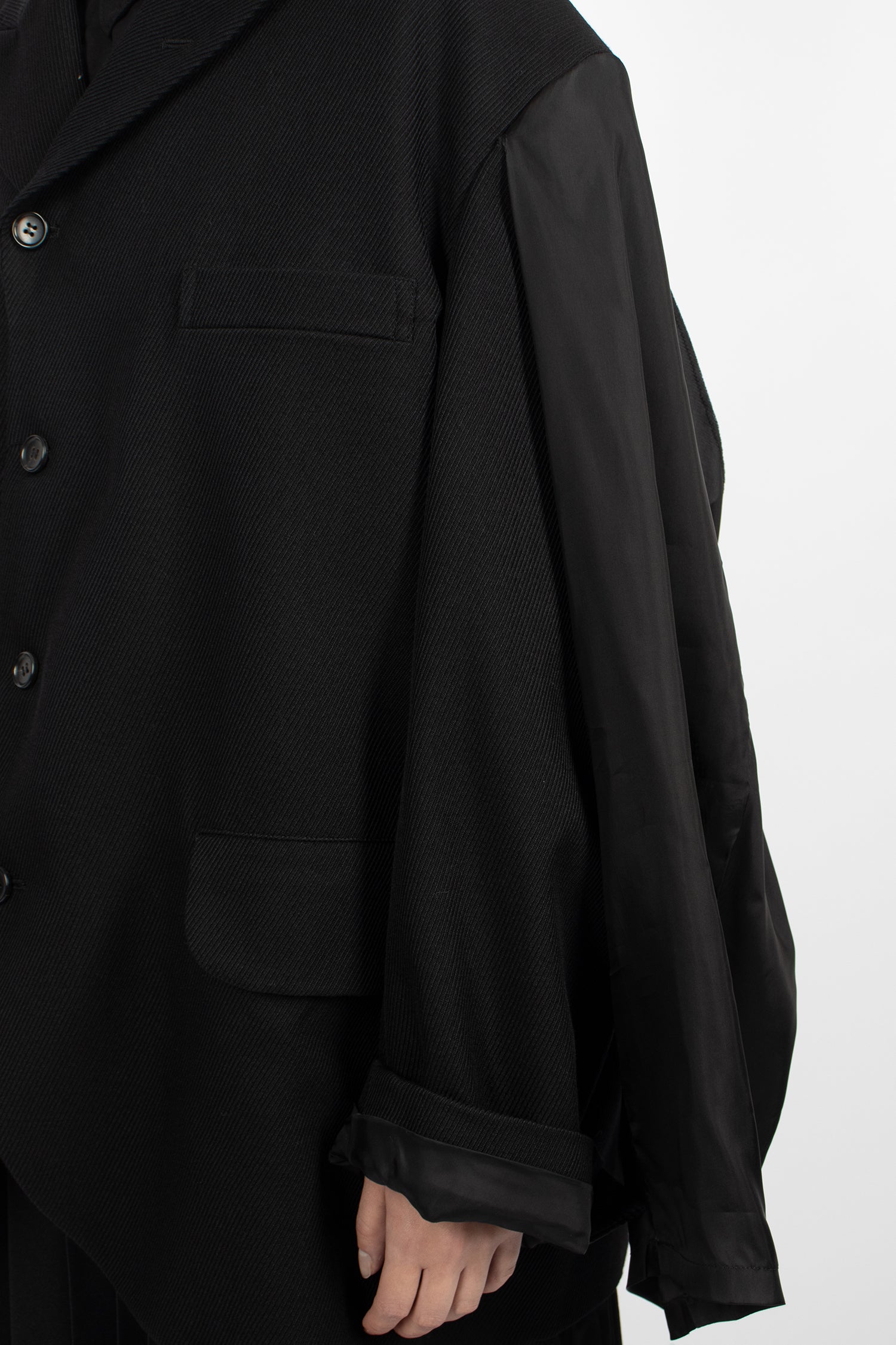 Double Sleeve Twill Jacket Black