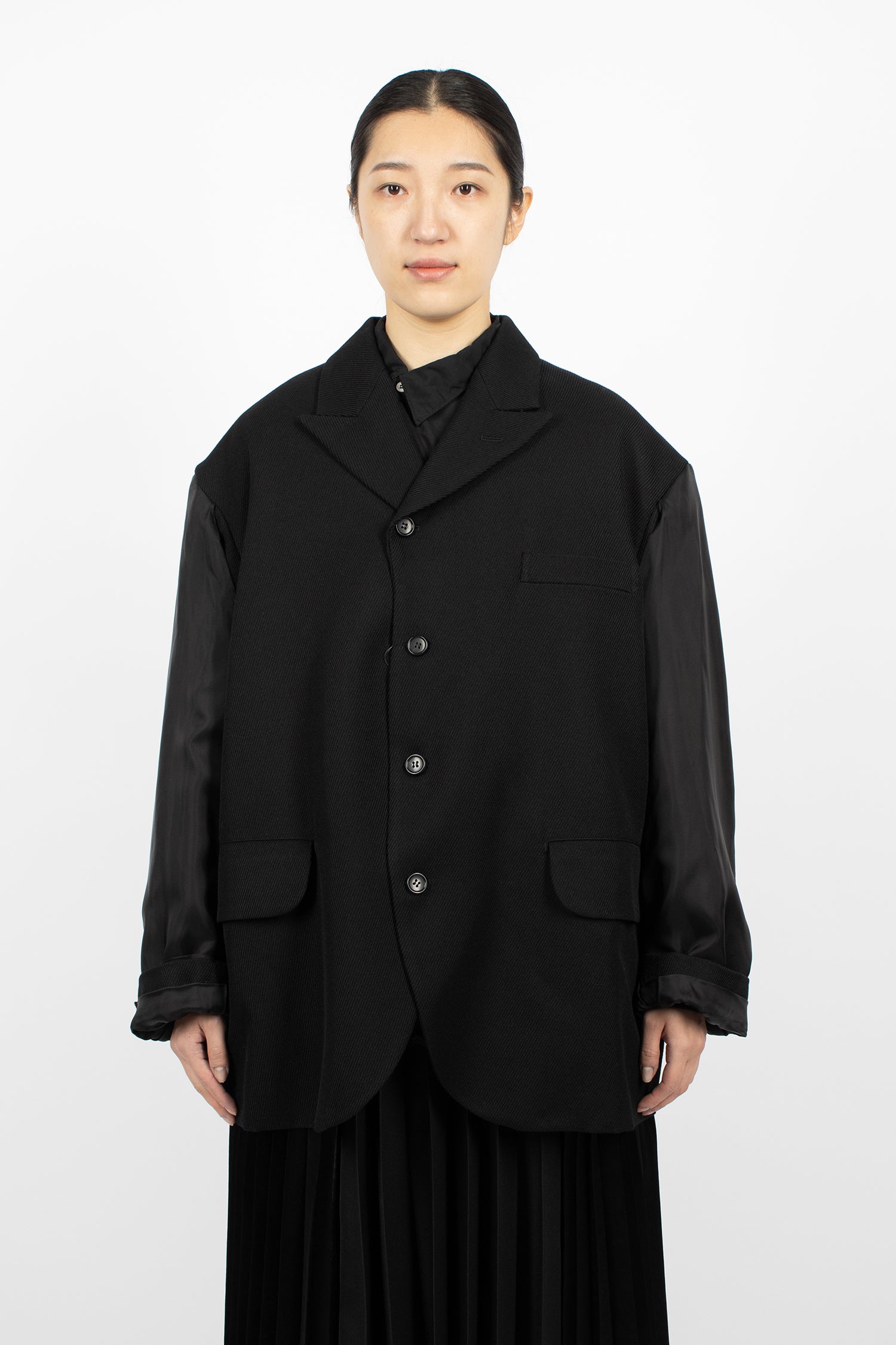 Double Sleeve Twill Jacket Black