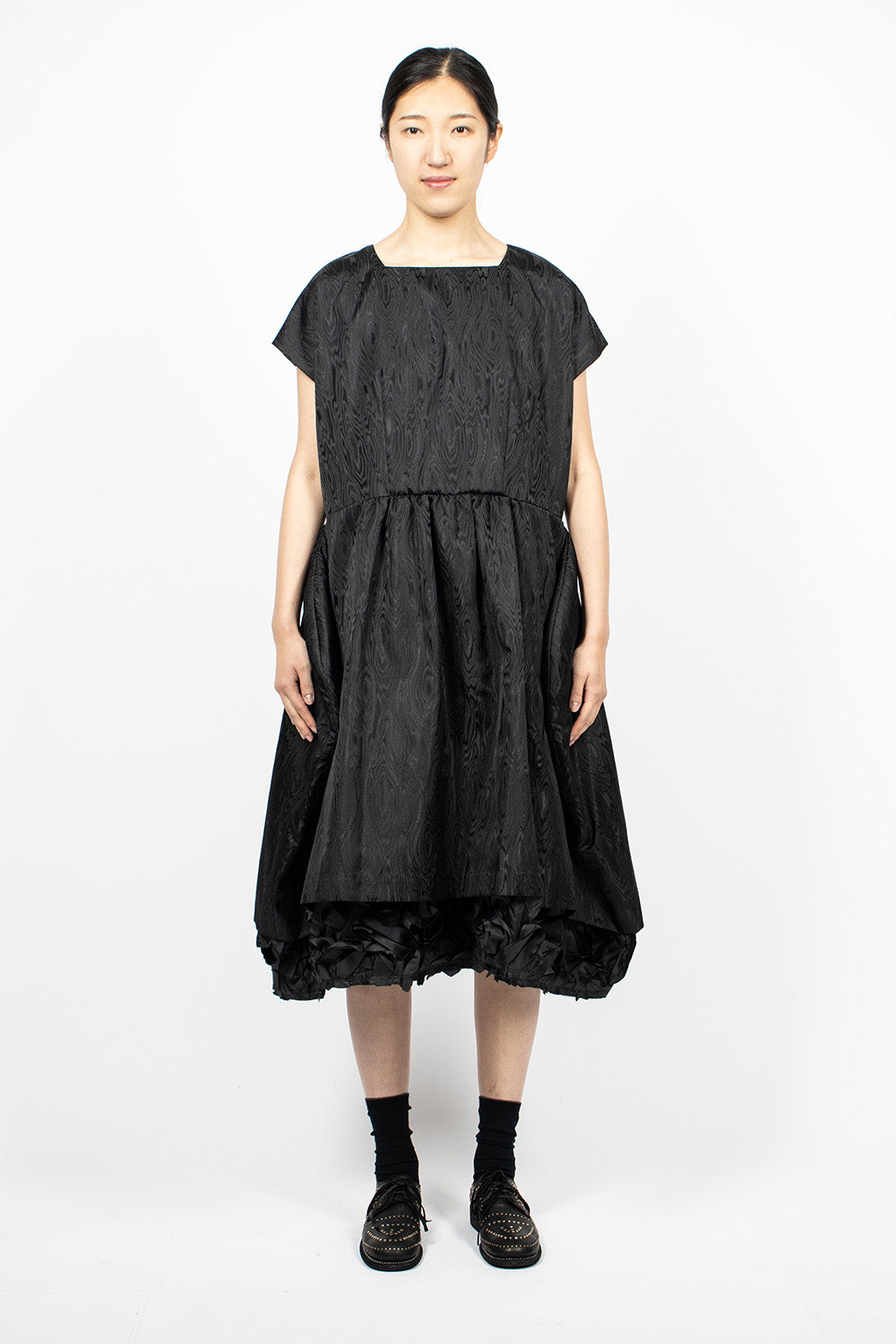 Ruffle Jacquard Dress Black