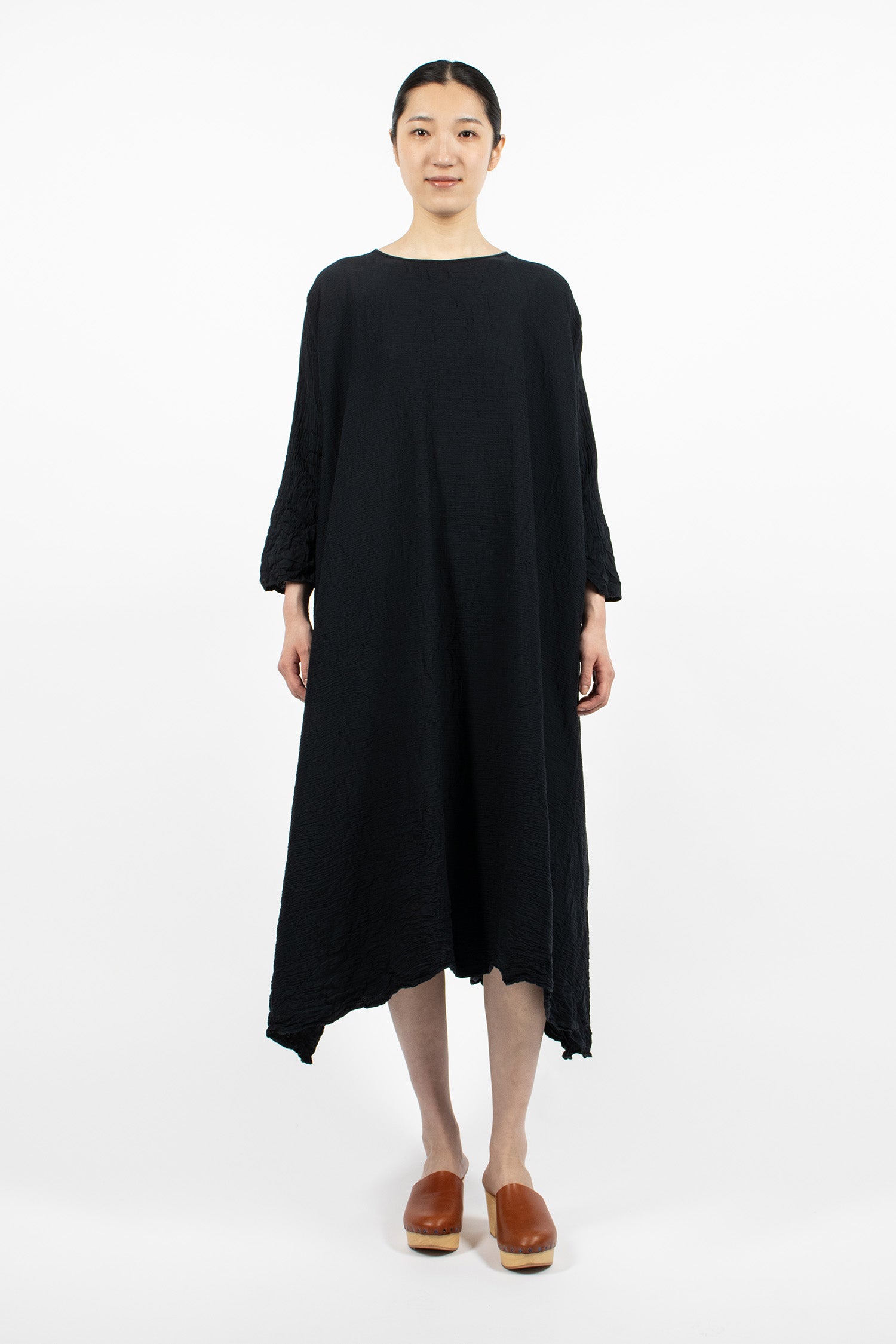 Washed Round Neck Dress Black