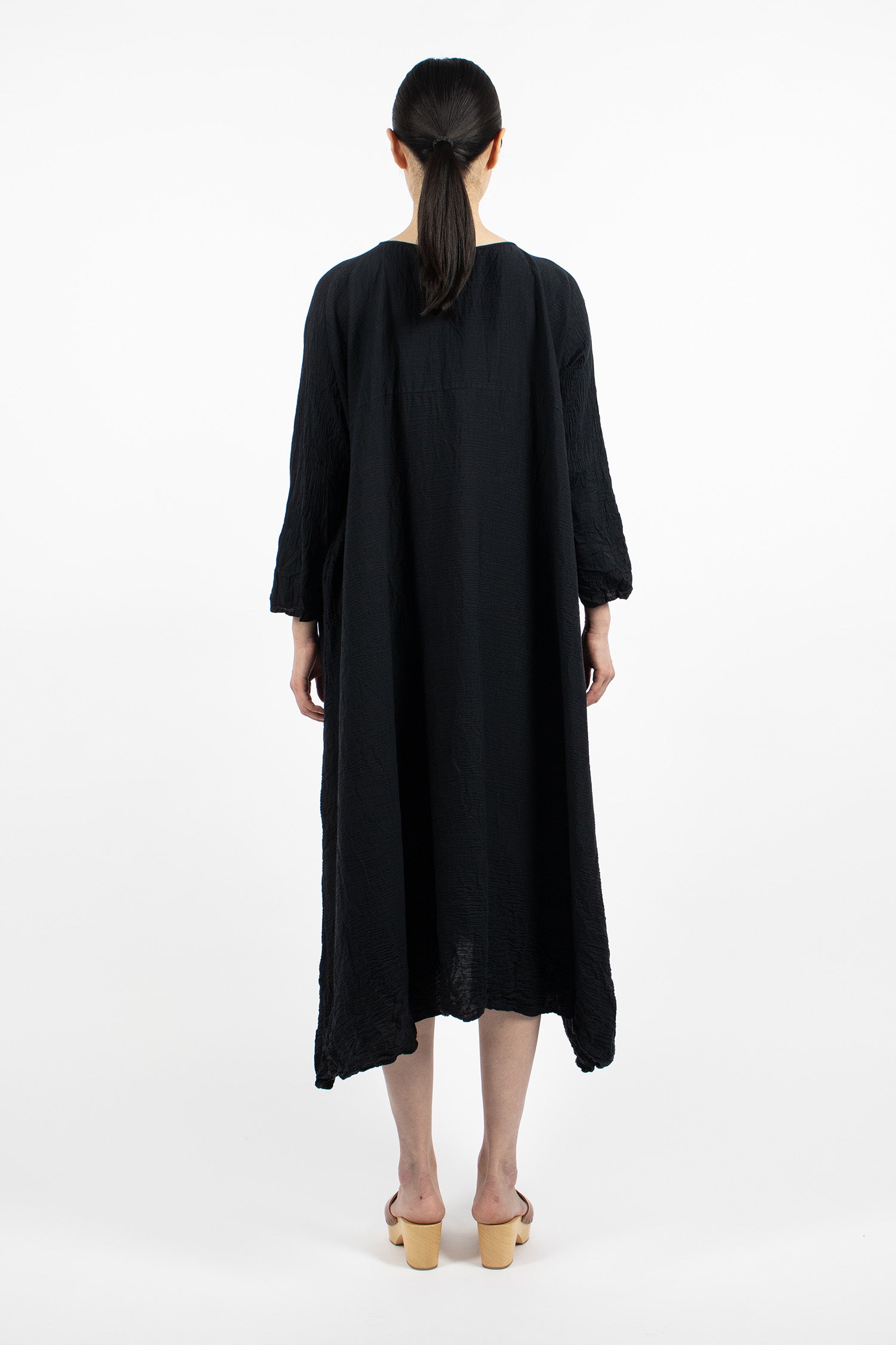Washed Round Neck Dress Black