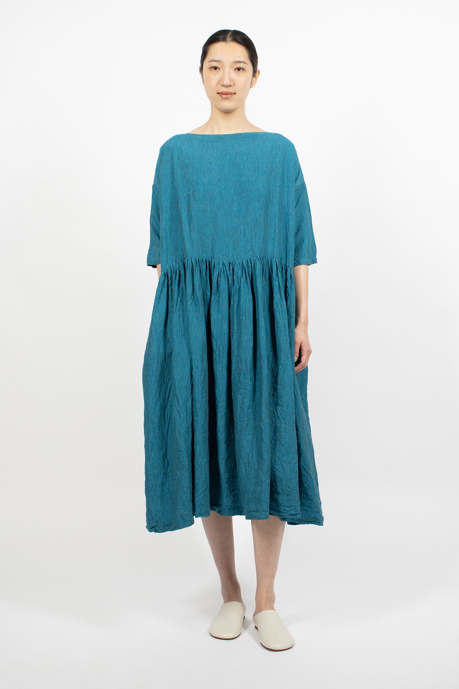 En Linen Dress Turquoise