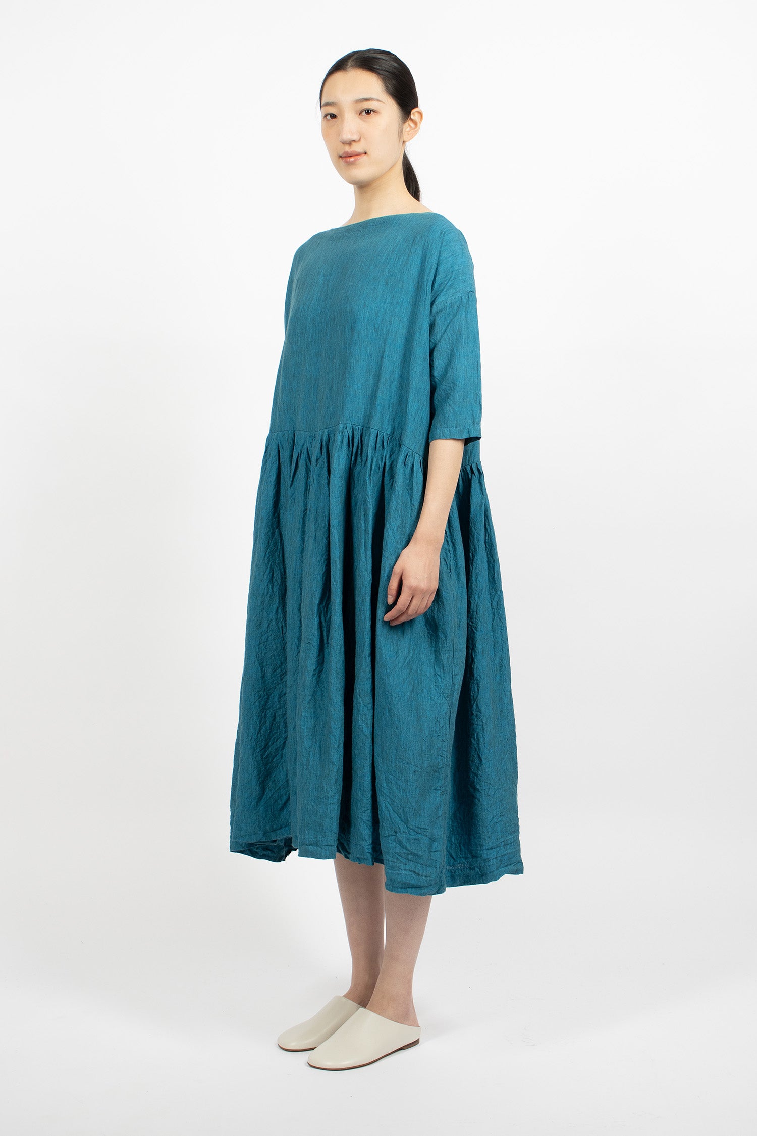 En Linen Dress Turquoise