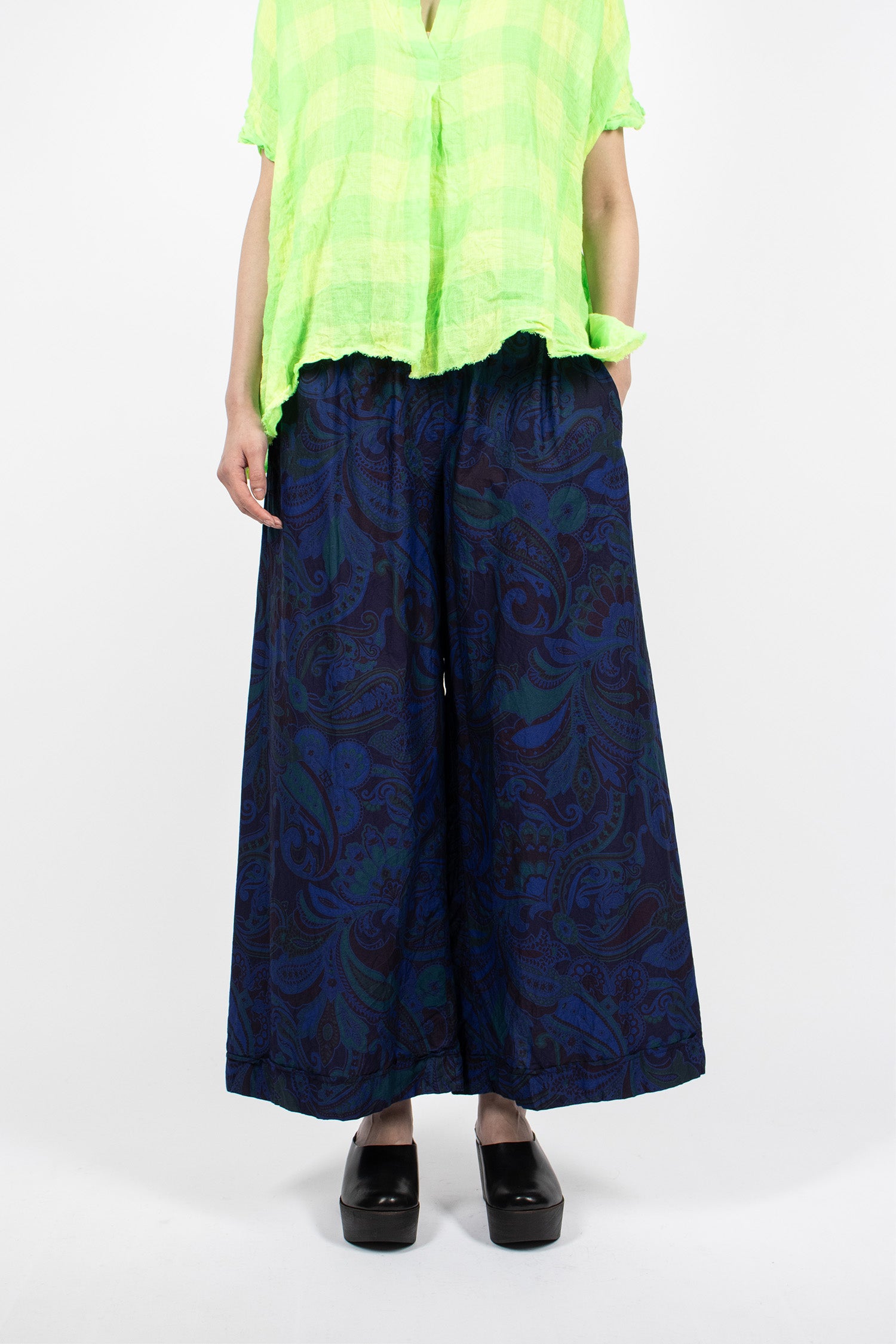 Wide Pyjama Trousers Dyed Royal Blue