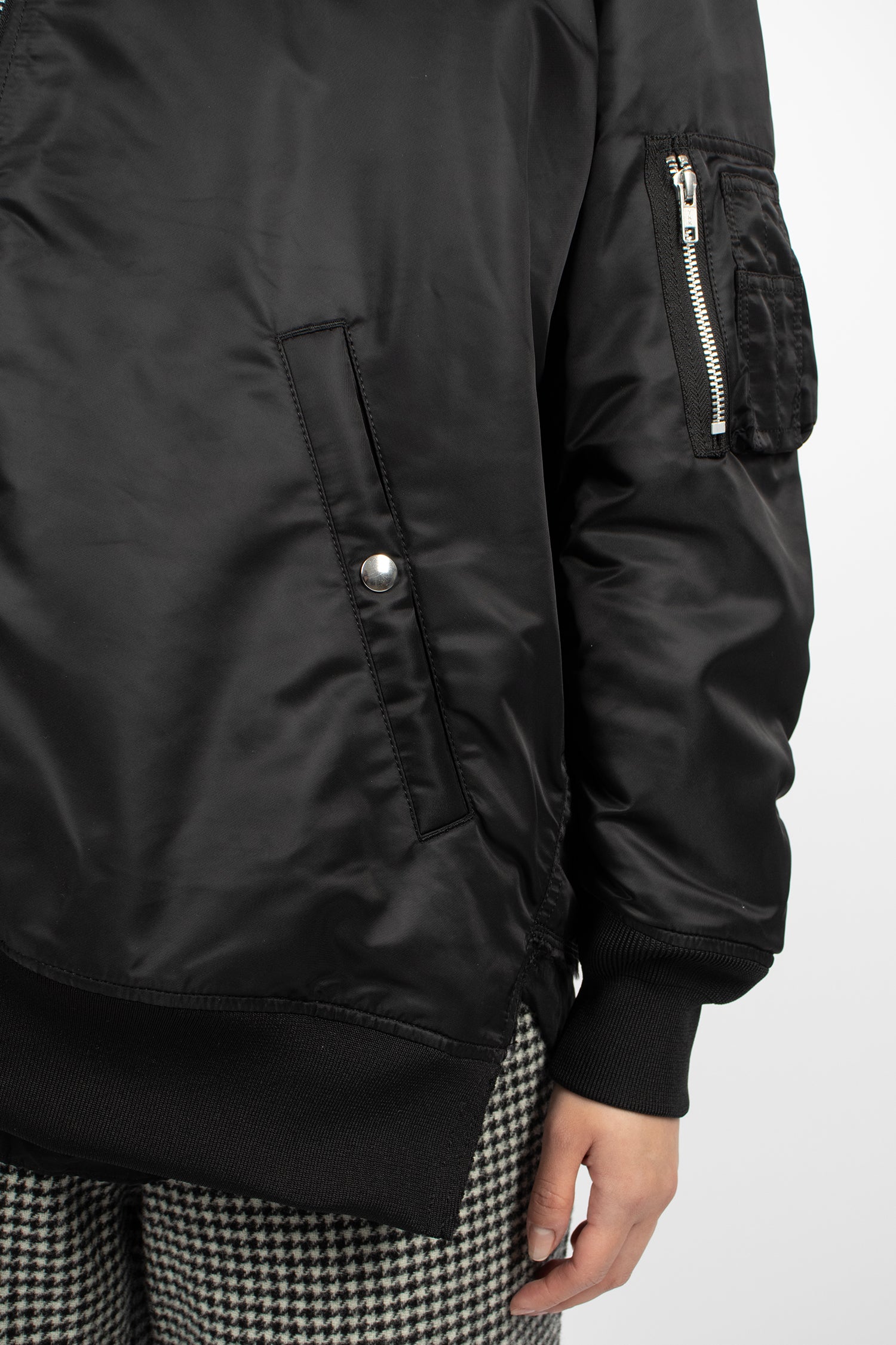 Asymmetrical Padded Bomber Jacket Black