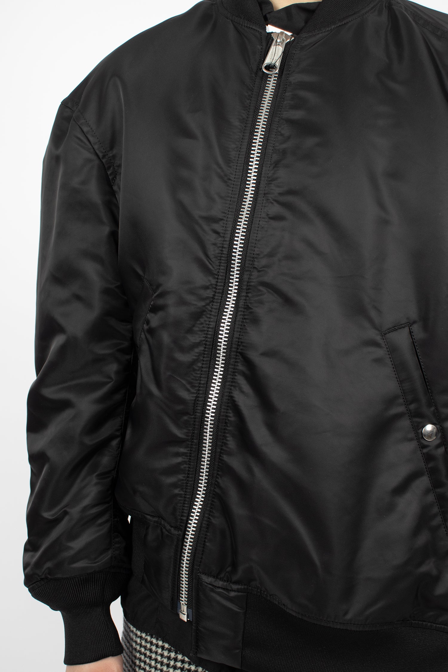 Asymmetrical Padded Bomber Jacket Black