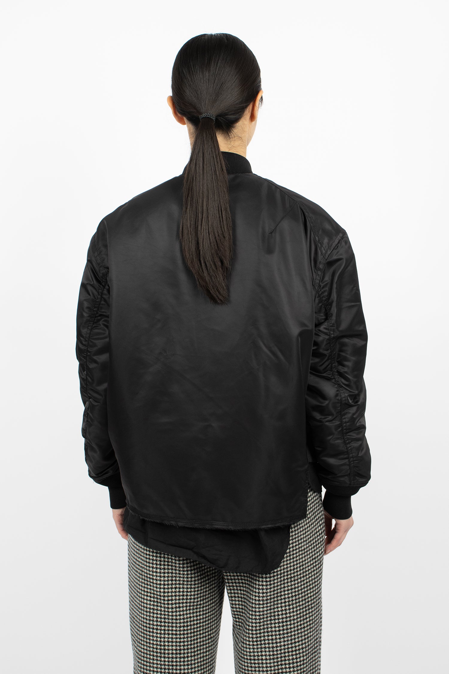 Asymmetrical Padded Bomber Jacket Black