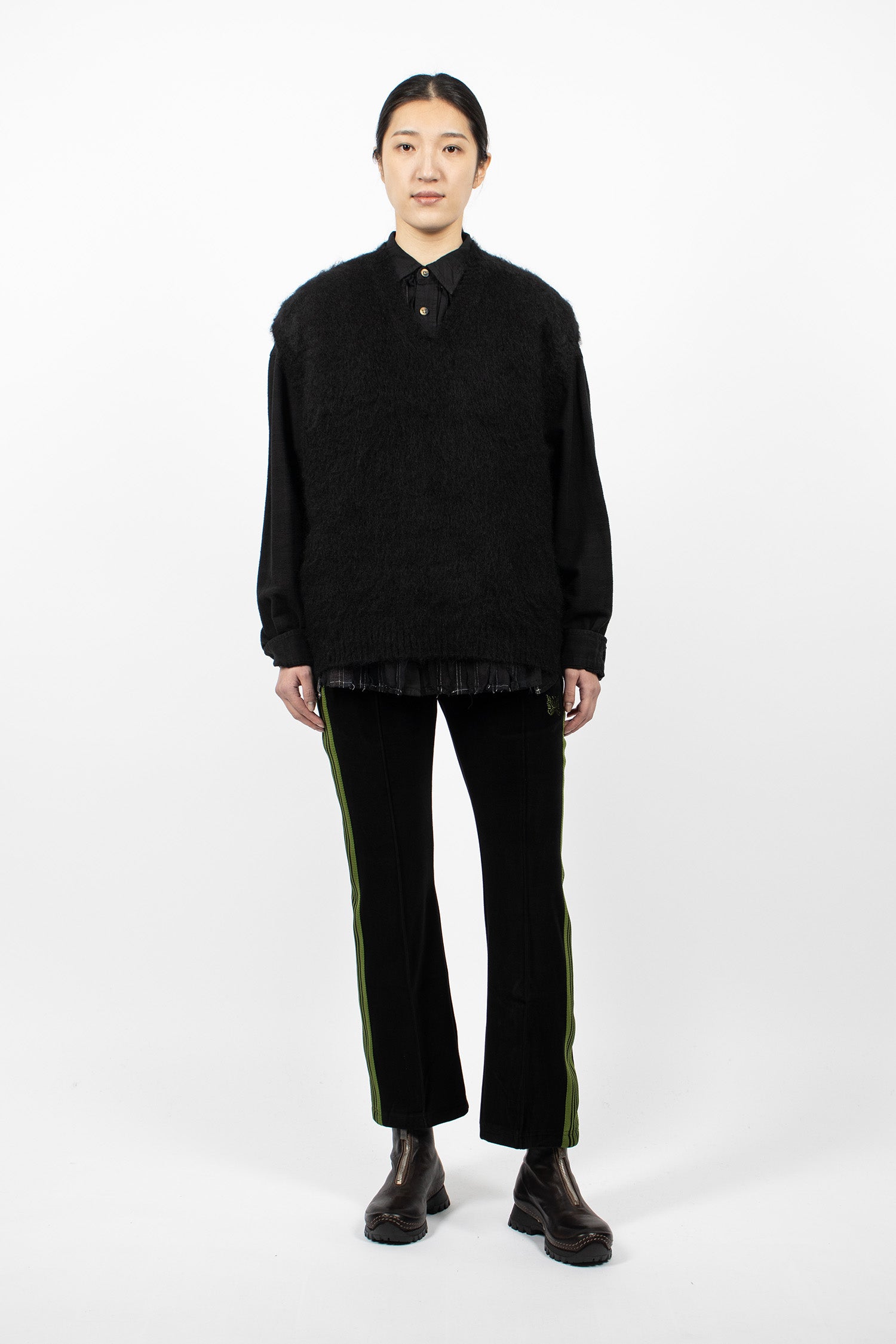 Boot-Cut Track Pant Black Velour