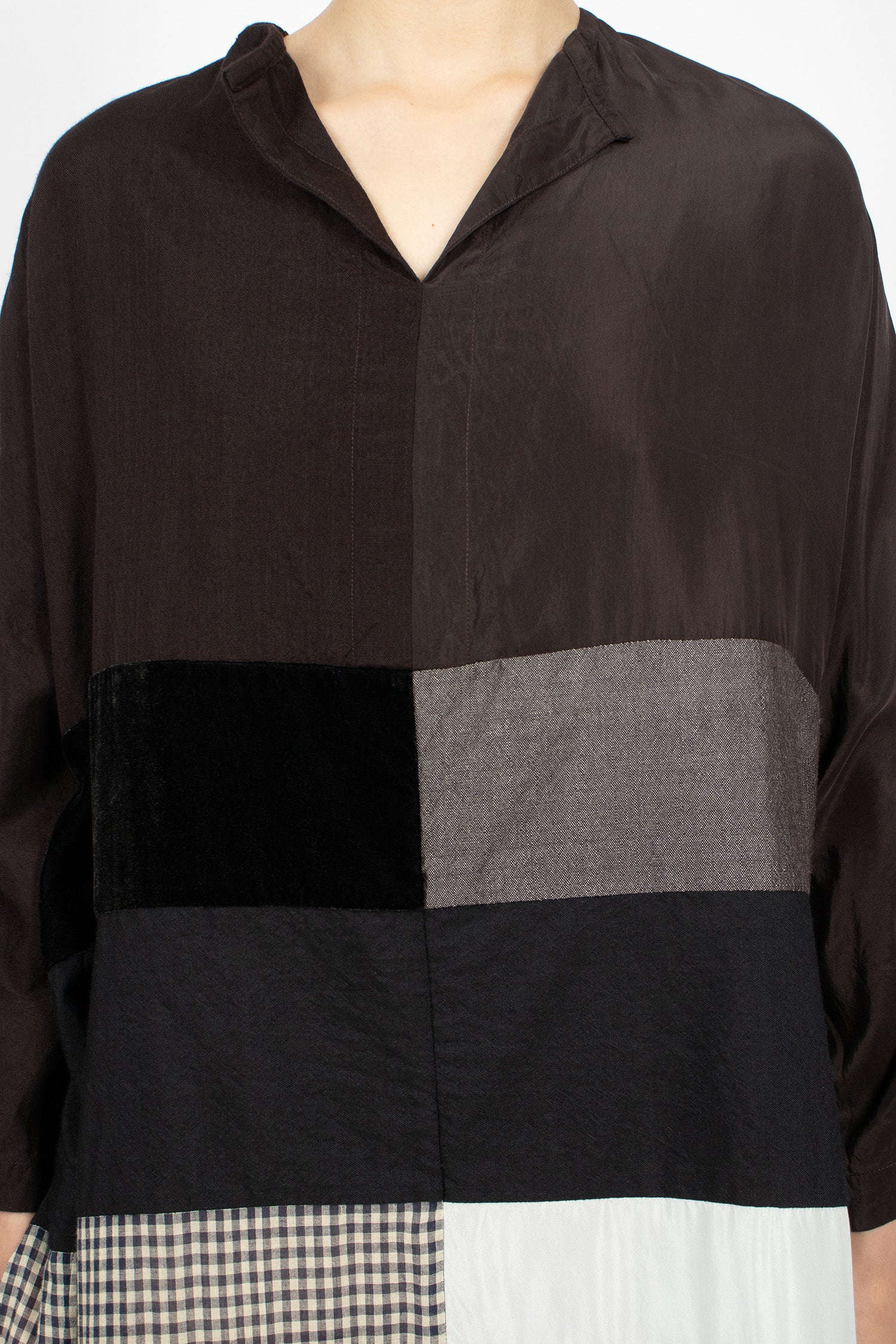 Patchwork Dress Dark Brown