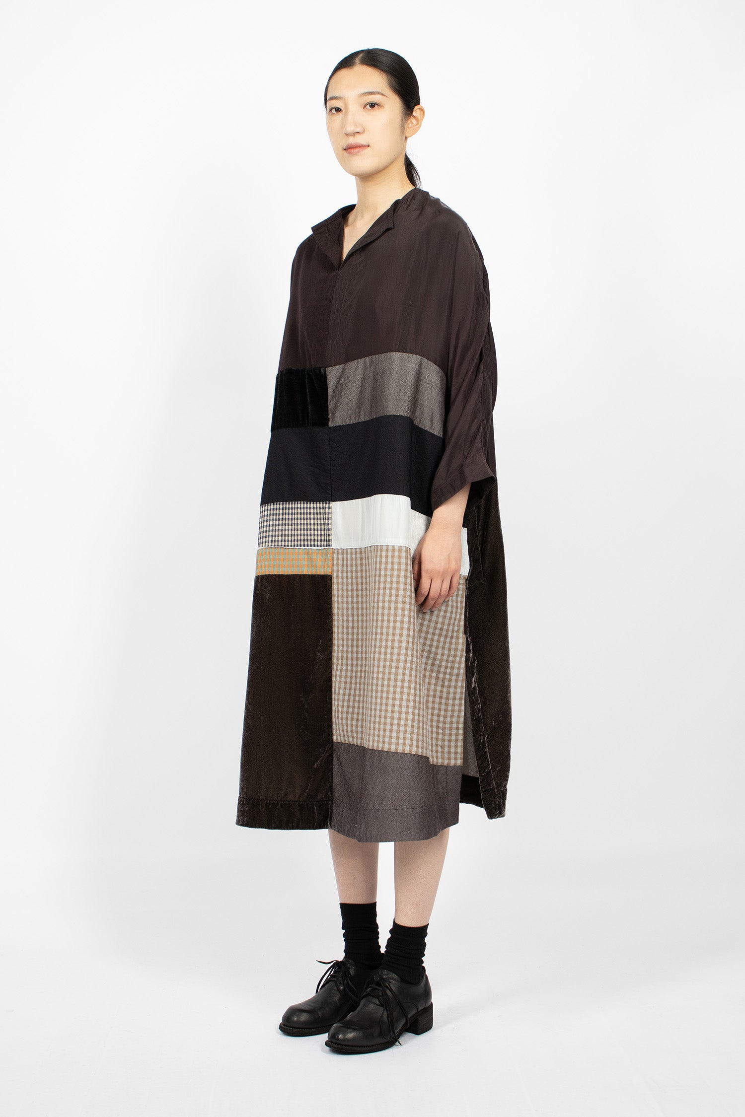 Patchwork Dress Dark Brown