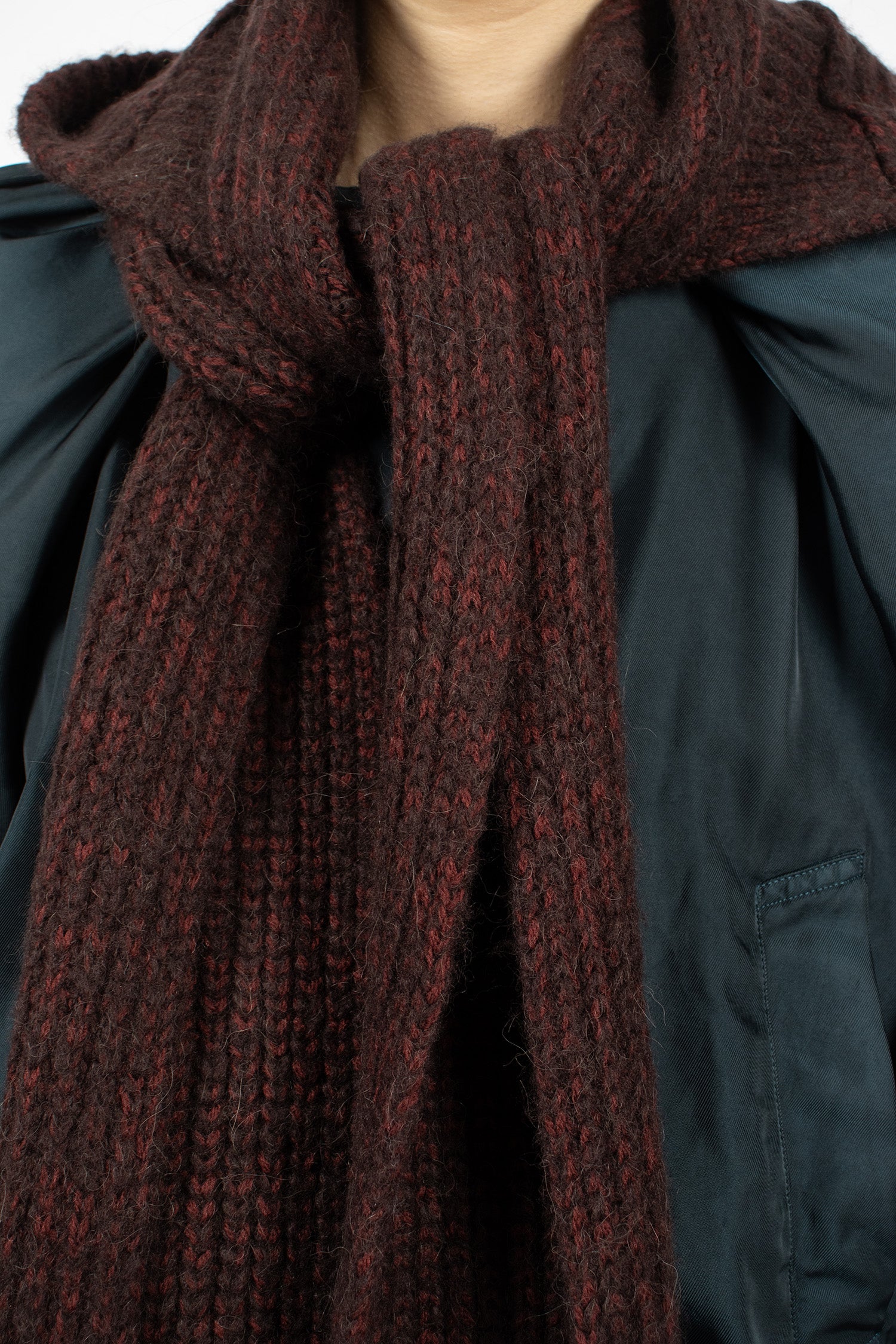 Hooded Wool Scarf Wine