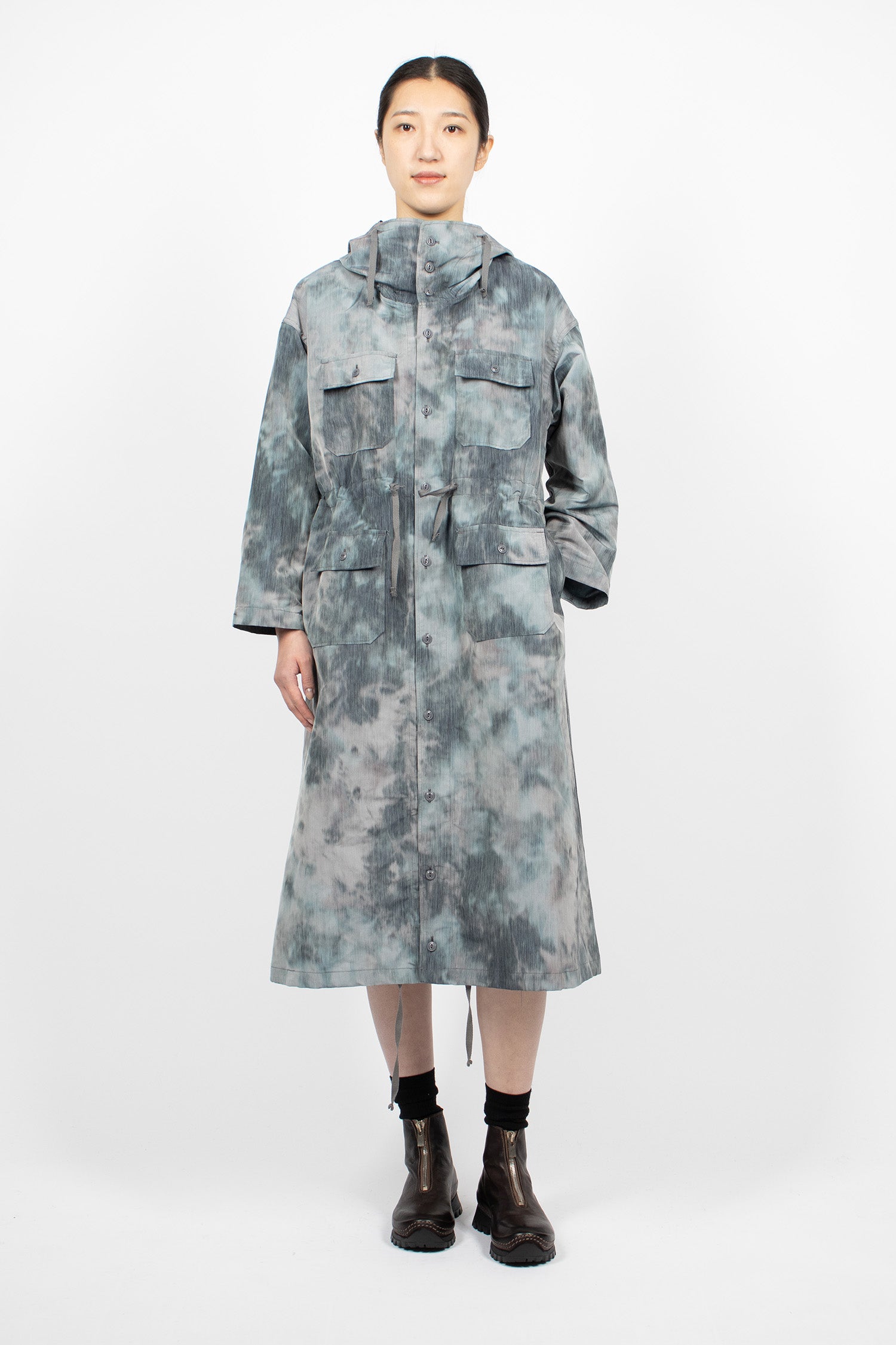 Cagoule Dress Charcoal Smoke Print