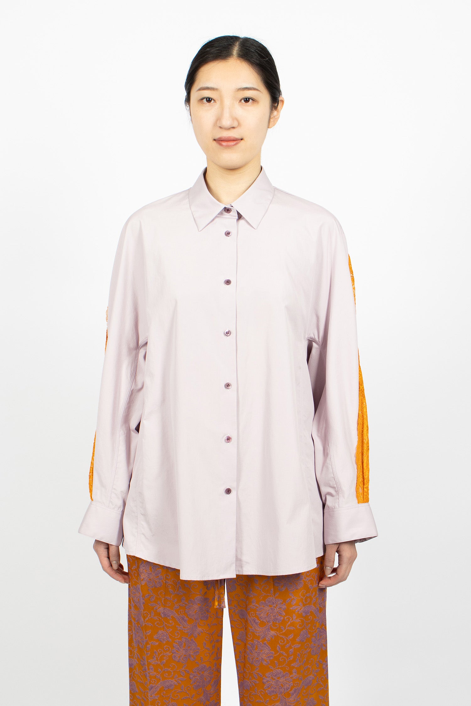 Lace Cocoon Shirt Lilac