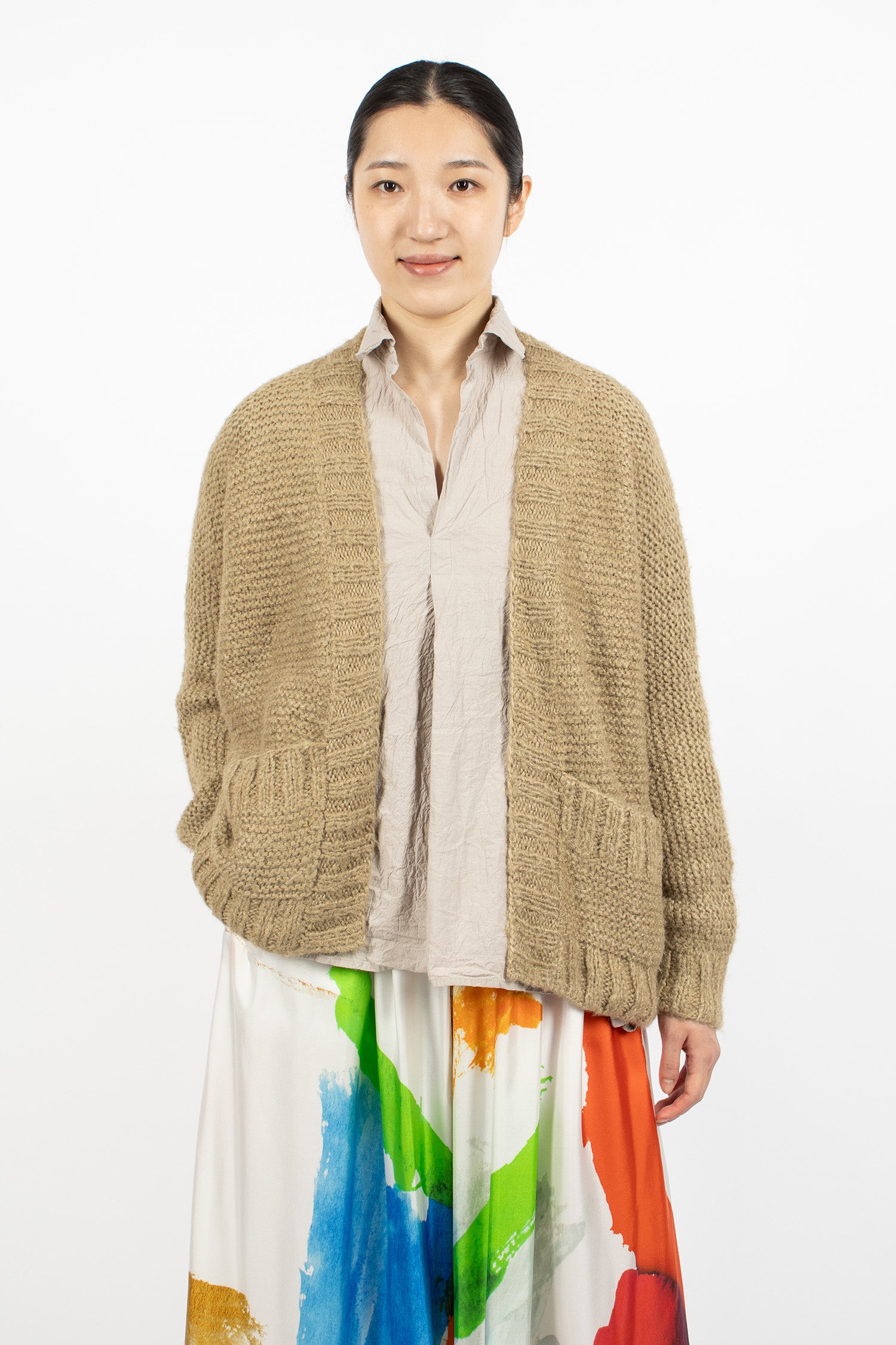 Hand-Knitted Jacket Cardigan Natural