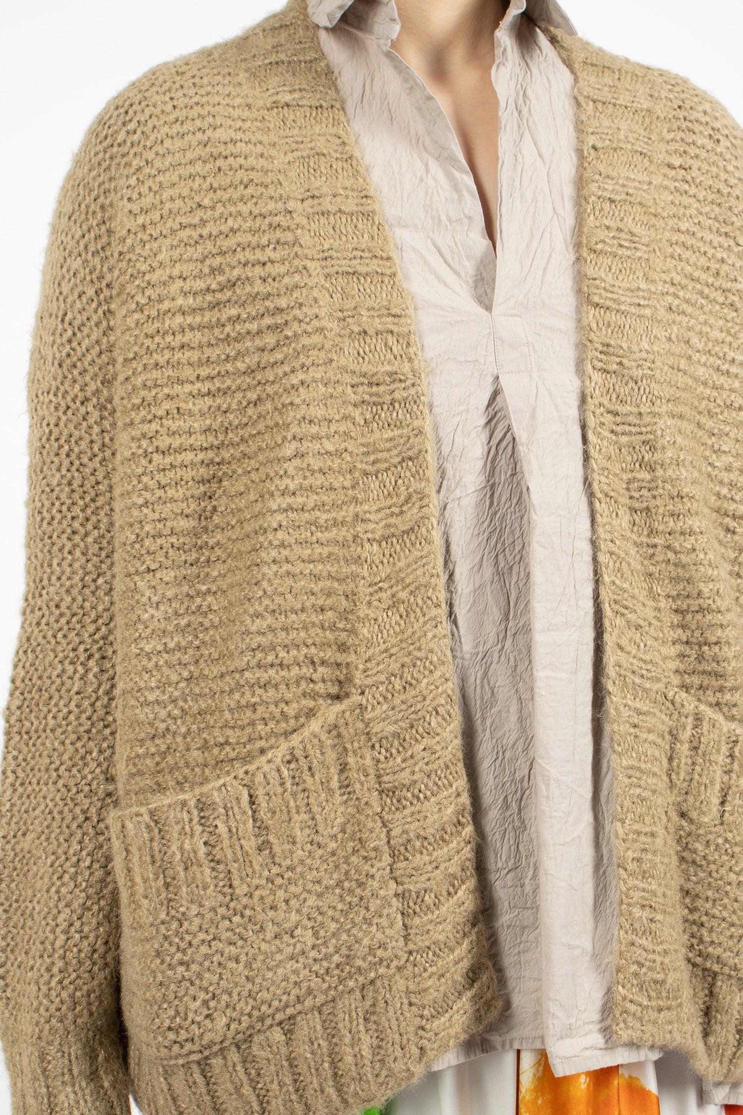 Hand-Knitted Jacket Cardigan Natural