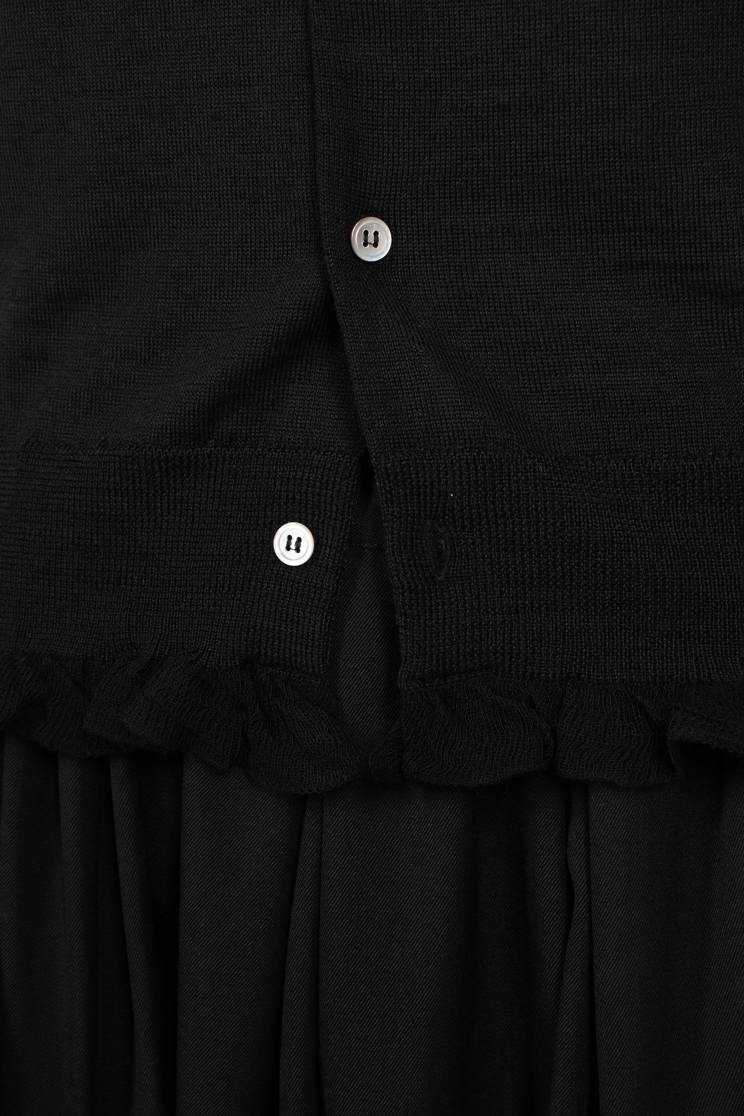 Frill Wool Cardigan Black