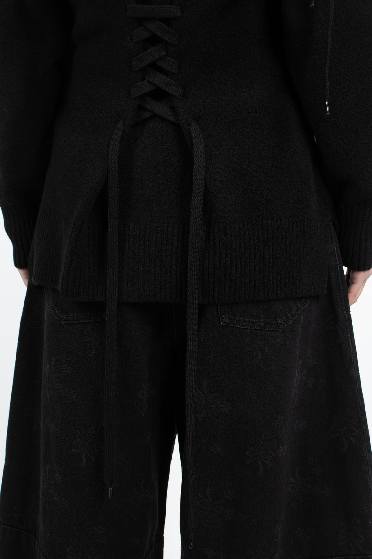 Merino Sculpted Corset Cardigan Black/Black