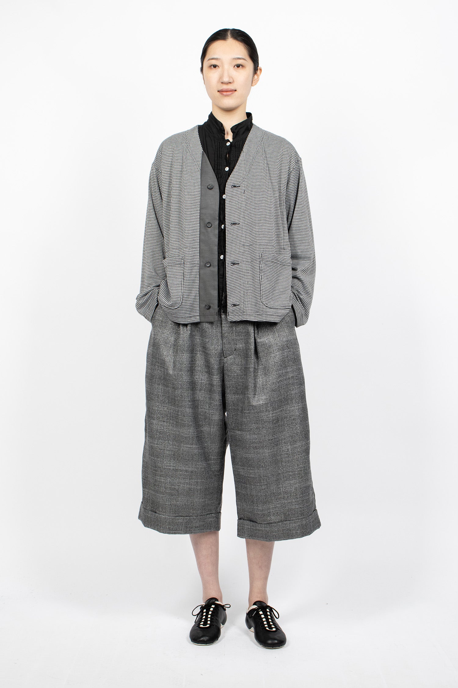 Knit Cardigan Black Houndstooth