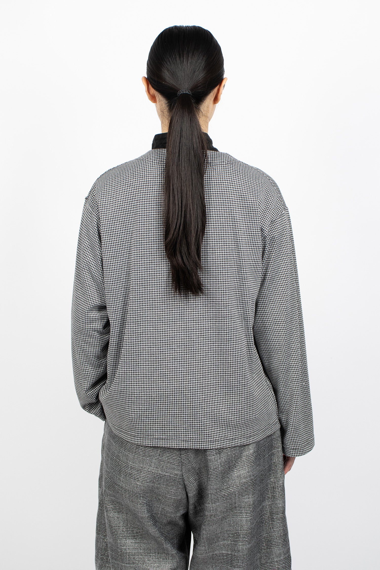 Knit Cardigan Black Houndstooth