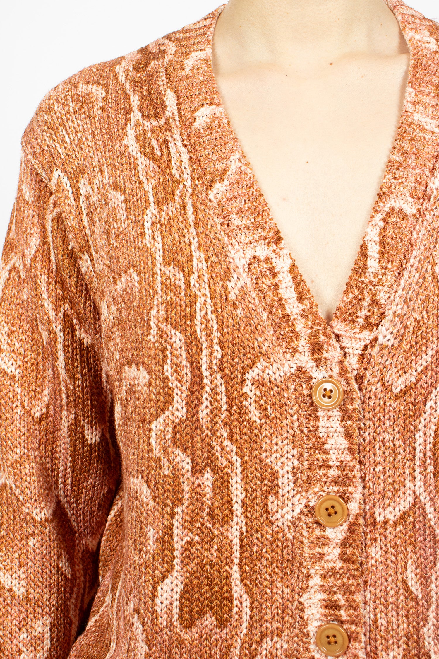Snake Print Knit Cardigan Brique