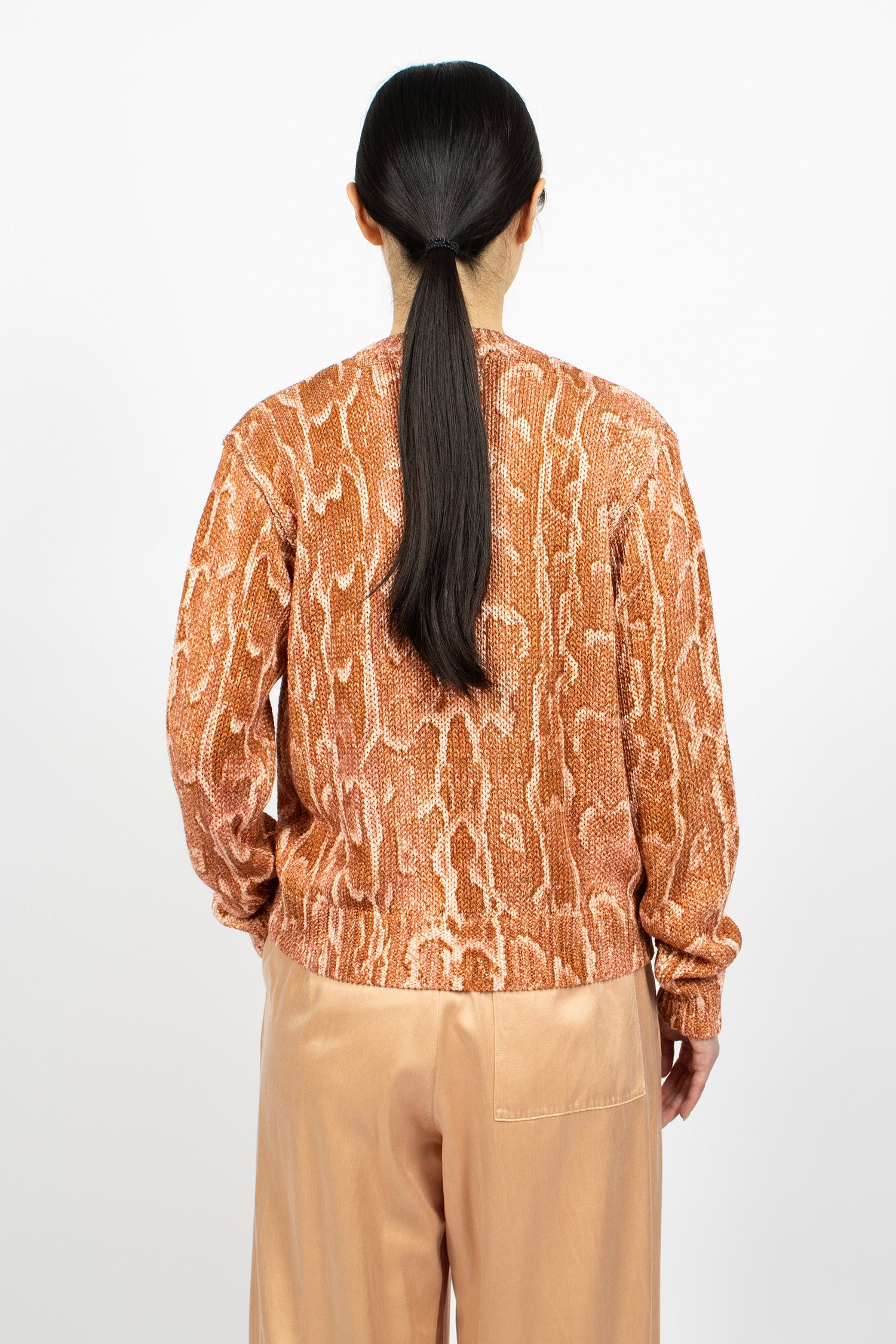 Snake Print Knit Cardigan Brique