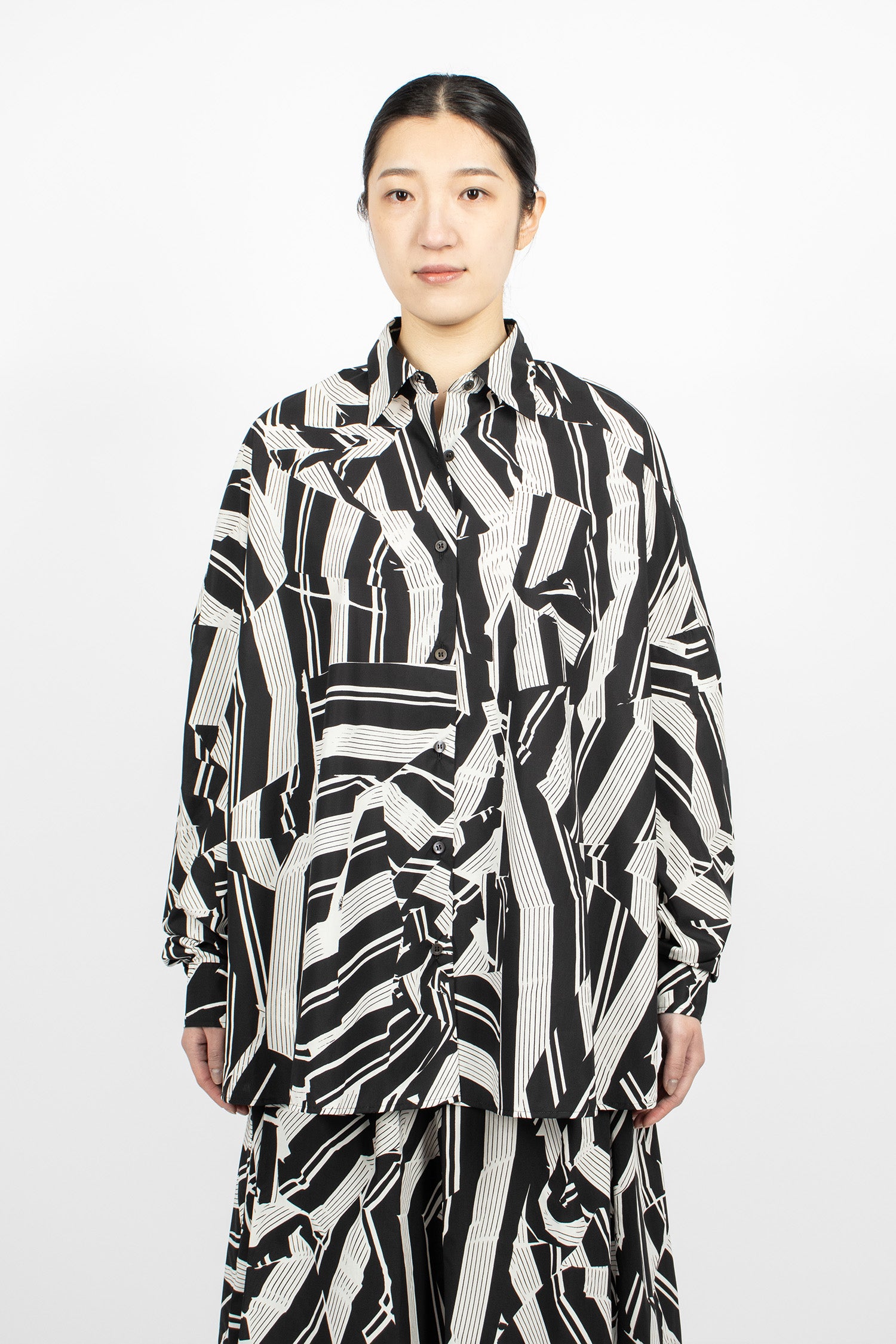 Oversized Cocoon Shirt Black/White Stripe